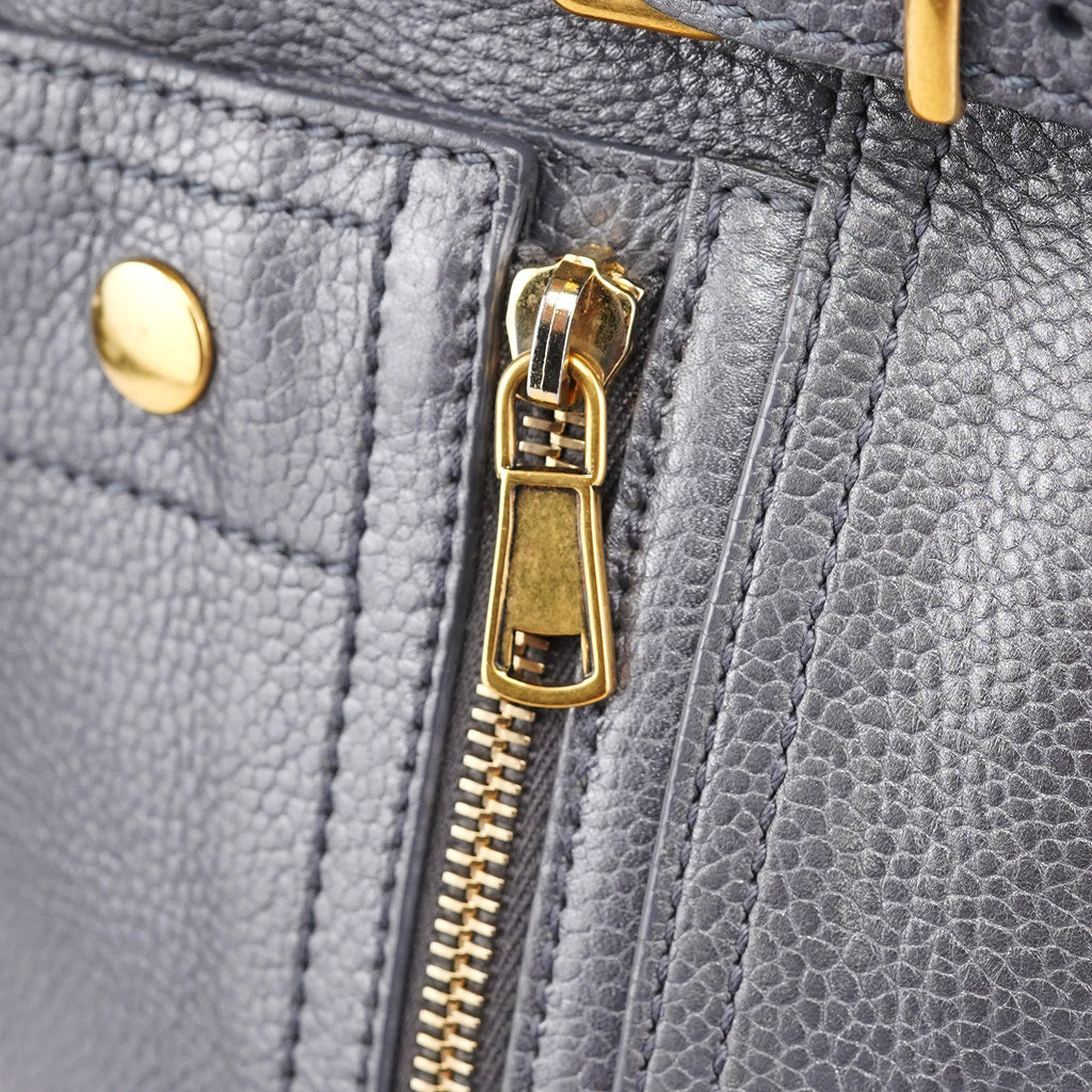 Grey Leather Downtown Tote Bag