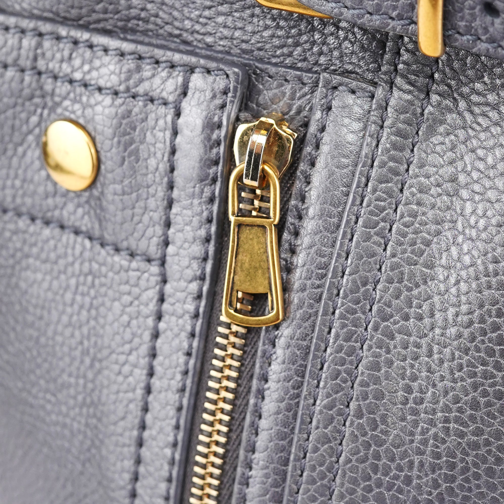 Grey Leather Downtown Tote Bag
