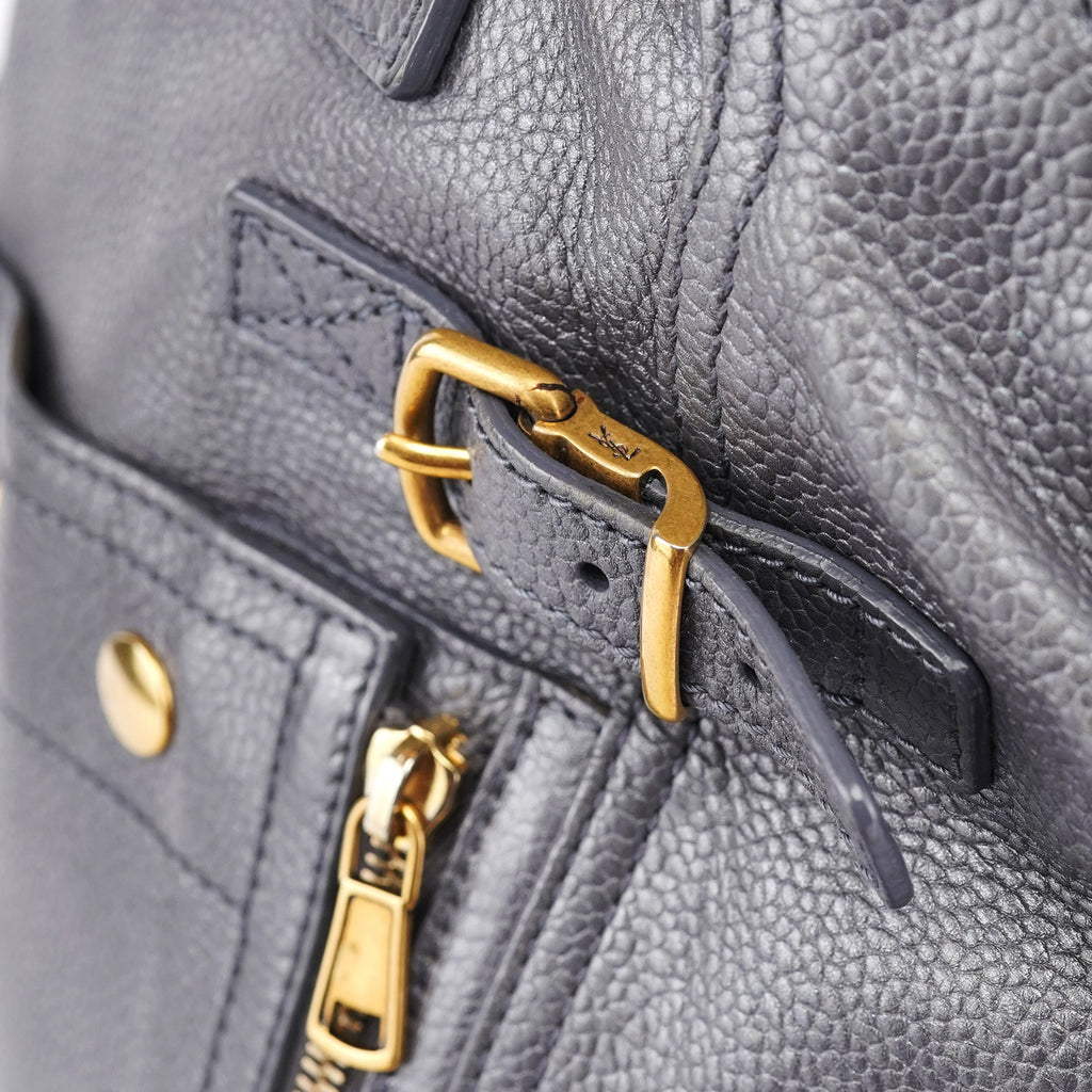 Grey Leather Downtown Tote Bag