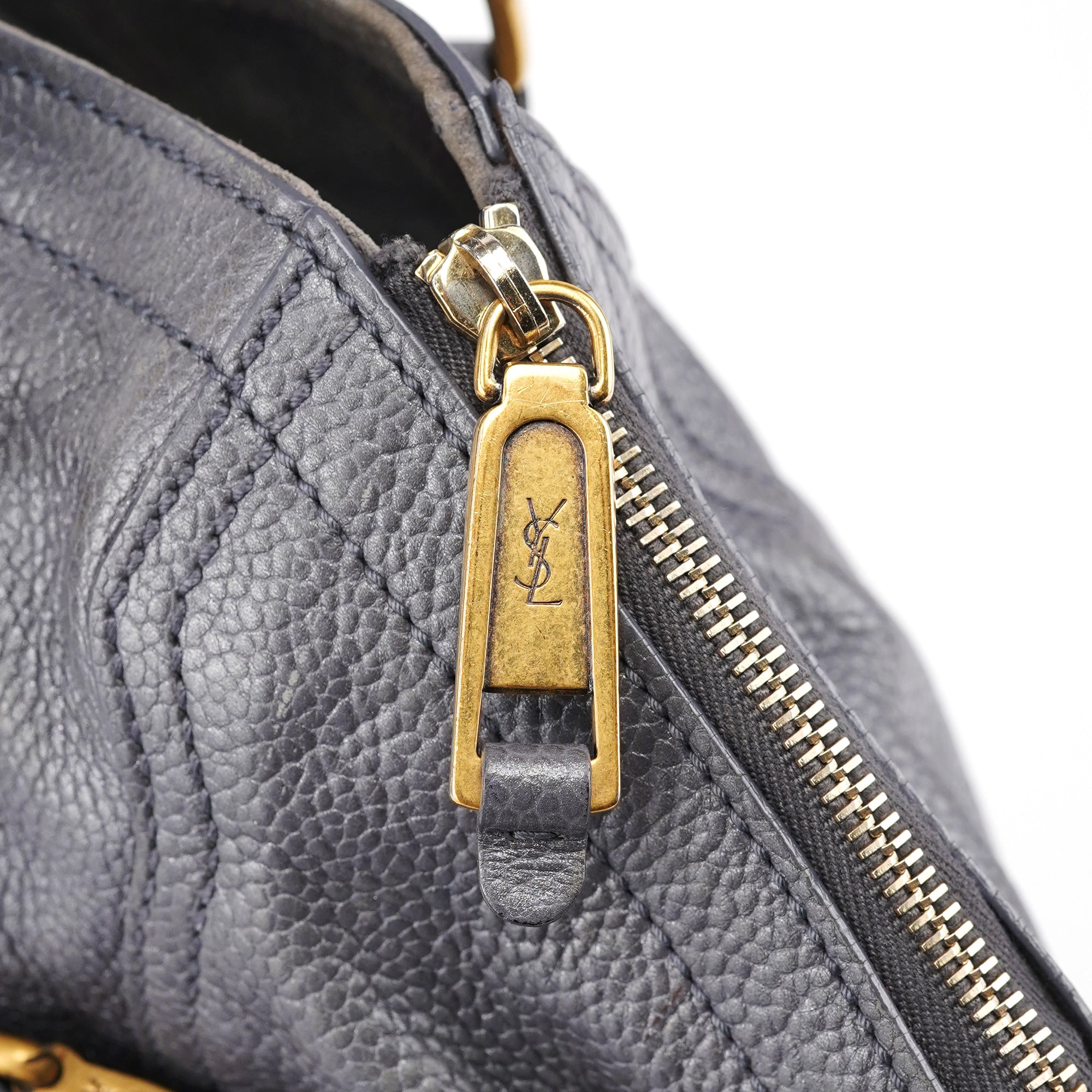 Grey Leather Downtown Tote Bag