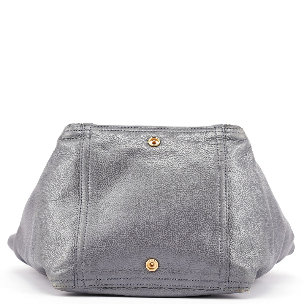 Grey Leather Downtown Tote Bag