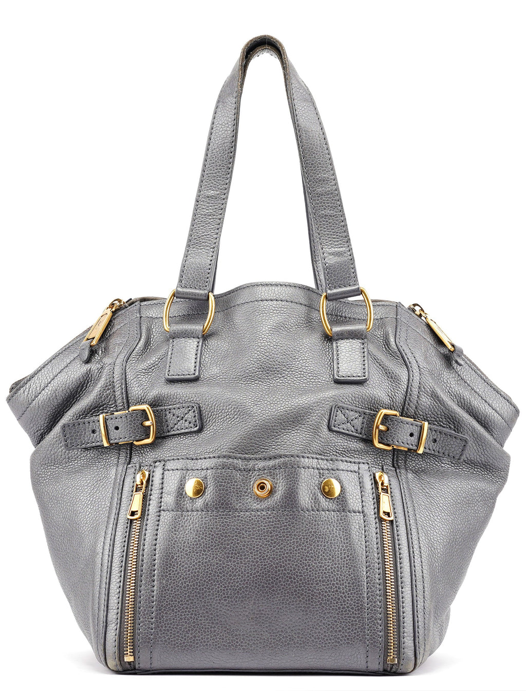 Grey Leather Downtown Tote Bag