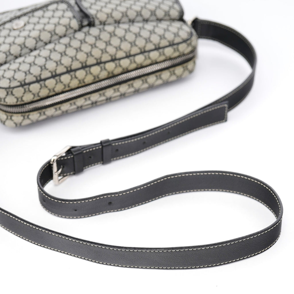 Grey Monogram Messenger Crossbody Bag