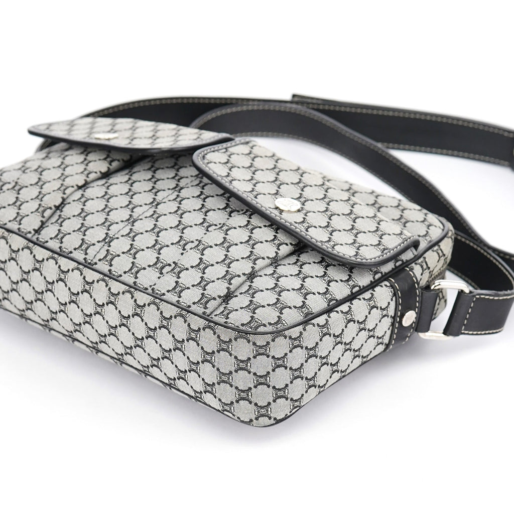 Grey Monogram Messenger Crossbody Bag