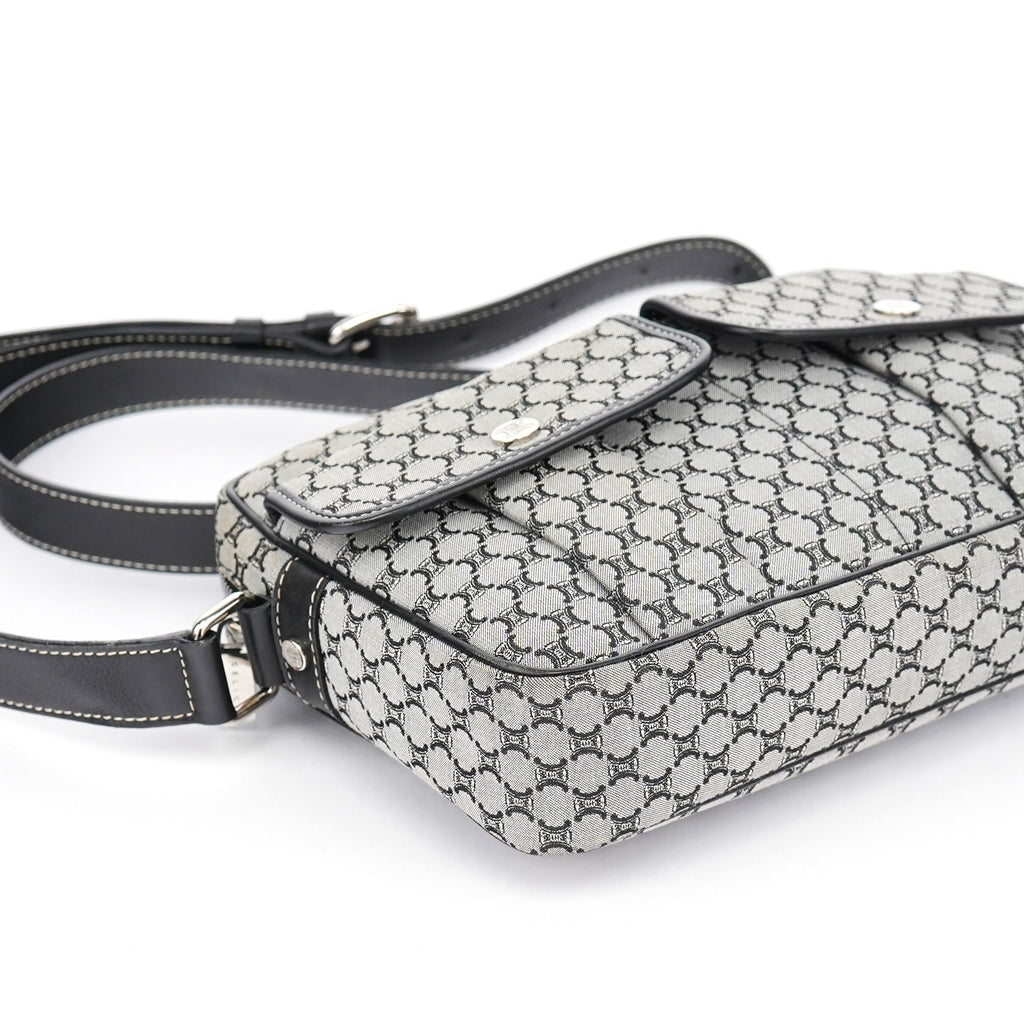 Grey Monogram Messenger Crossbody Bag