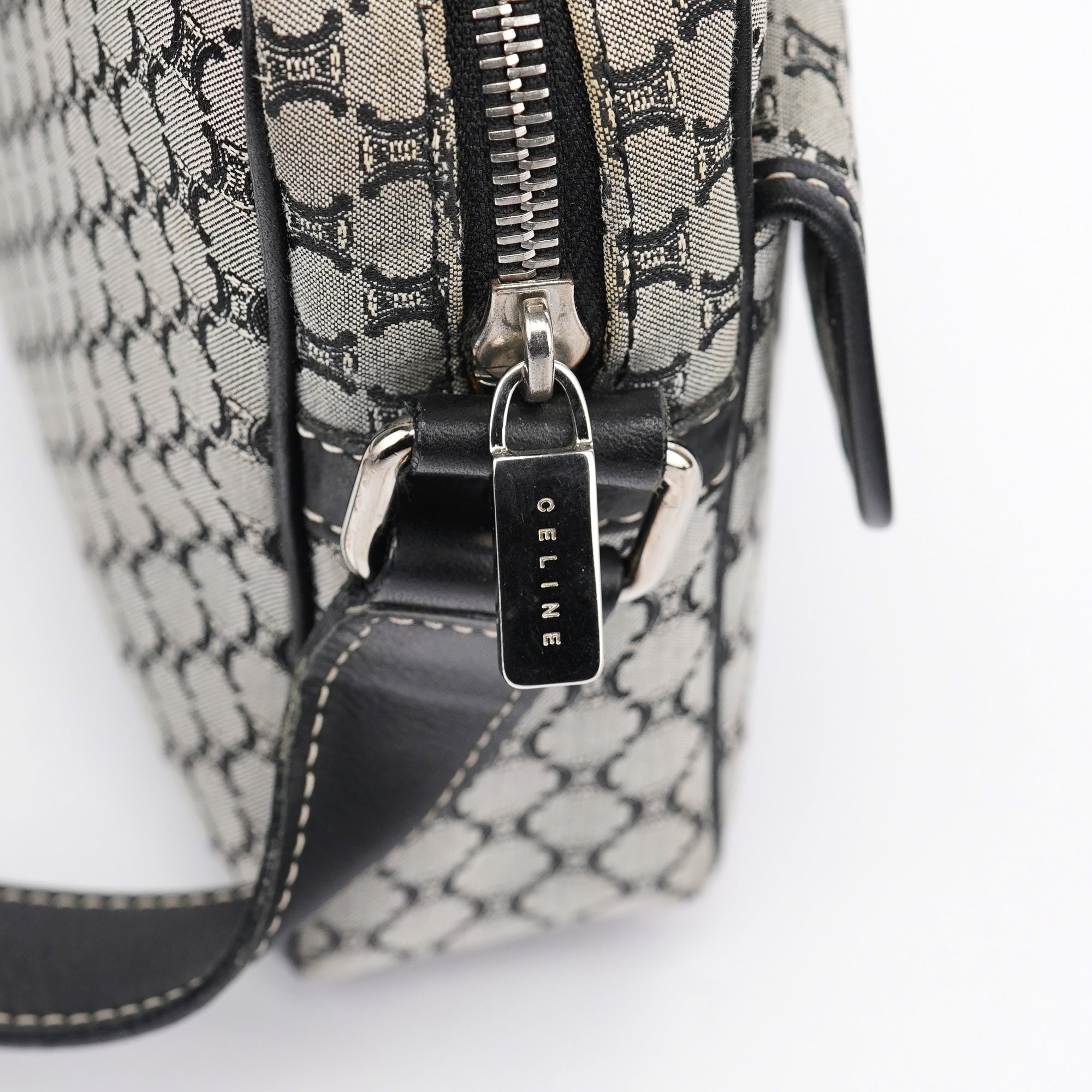 Grey Monogram Messenger Crossbody Bag