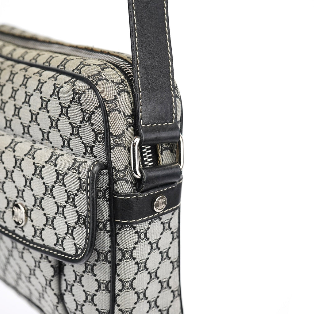 Grey Monogram Messenger Crossbody Bag