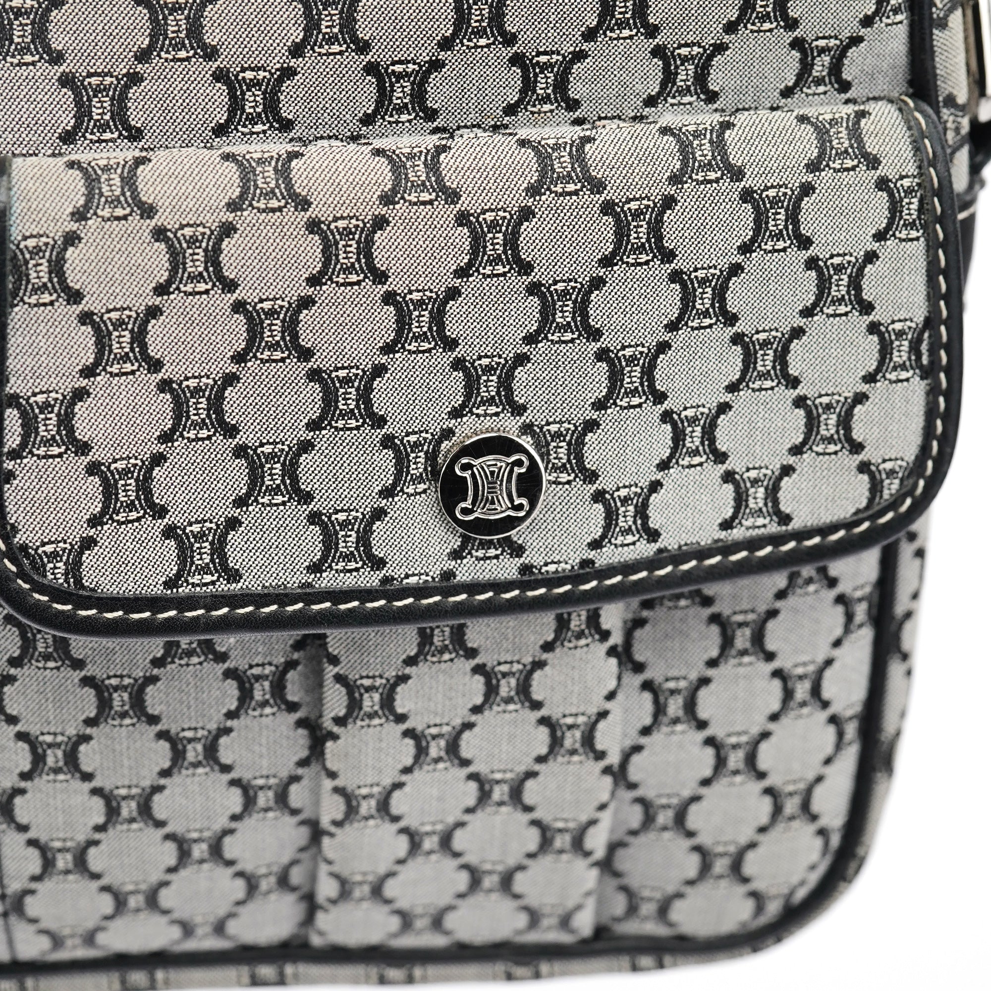Grey Monogram Messenger Crossbody Bag