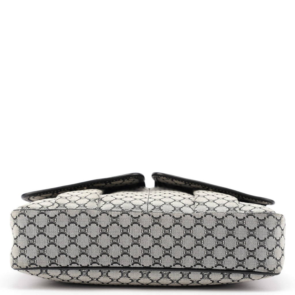 Grey Monogram Messenger Crossbody Bag