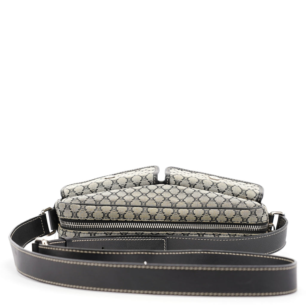 Grey Monogram Messenger Crossbody Bag