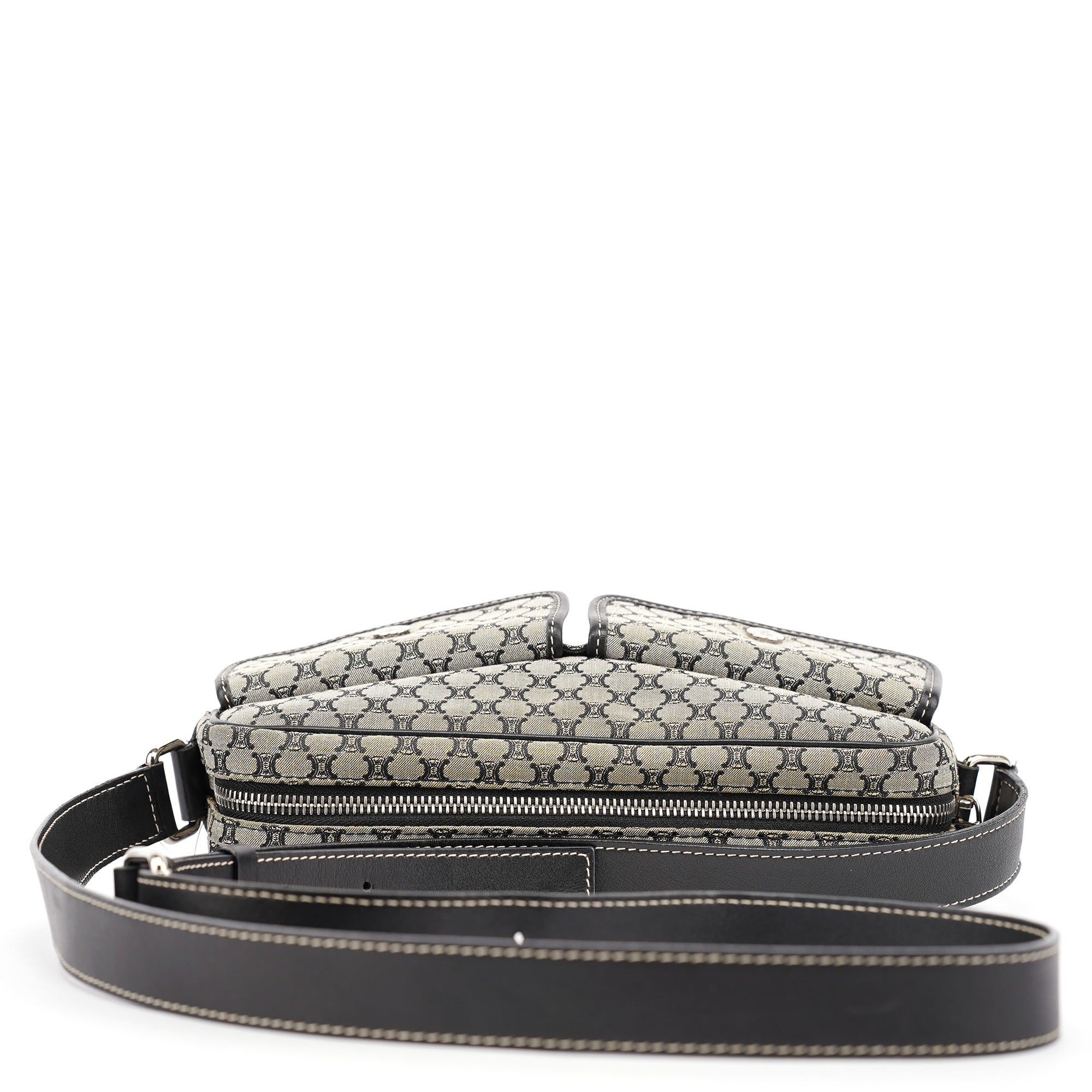 Grey Monogram Messenger Crossbody Bag