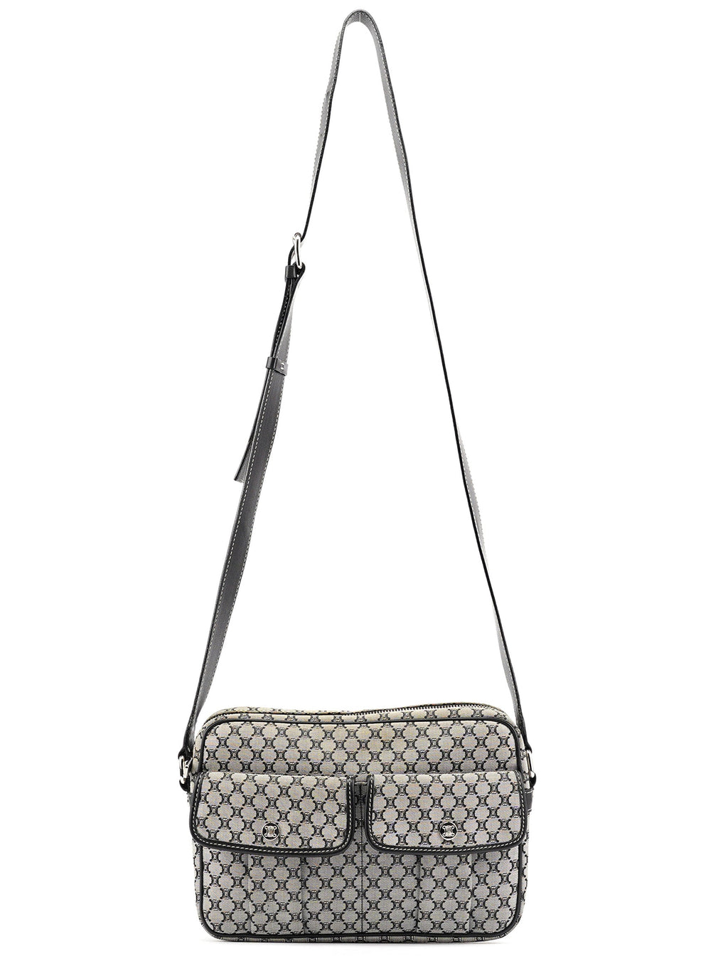 Grey Monogram Messenger Crossbody Bag