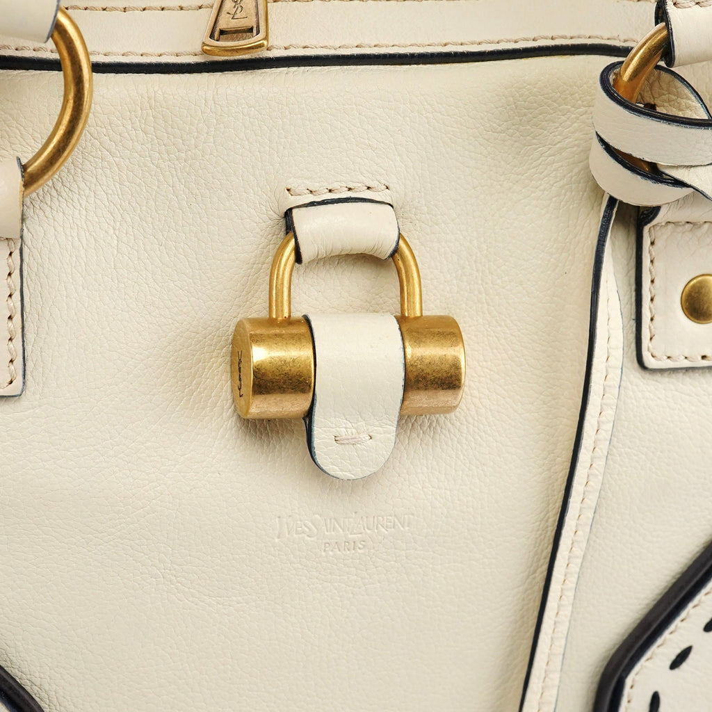 156464 Ivory Leather Muse Tote Bag