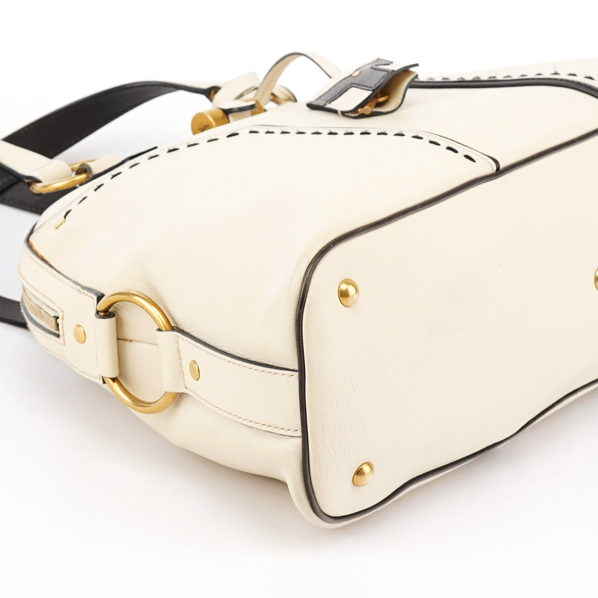 156464 Ivory Leather Muse Tote Bag