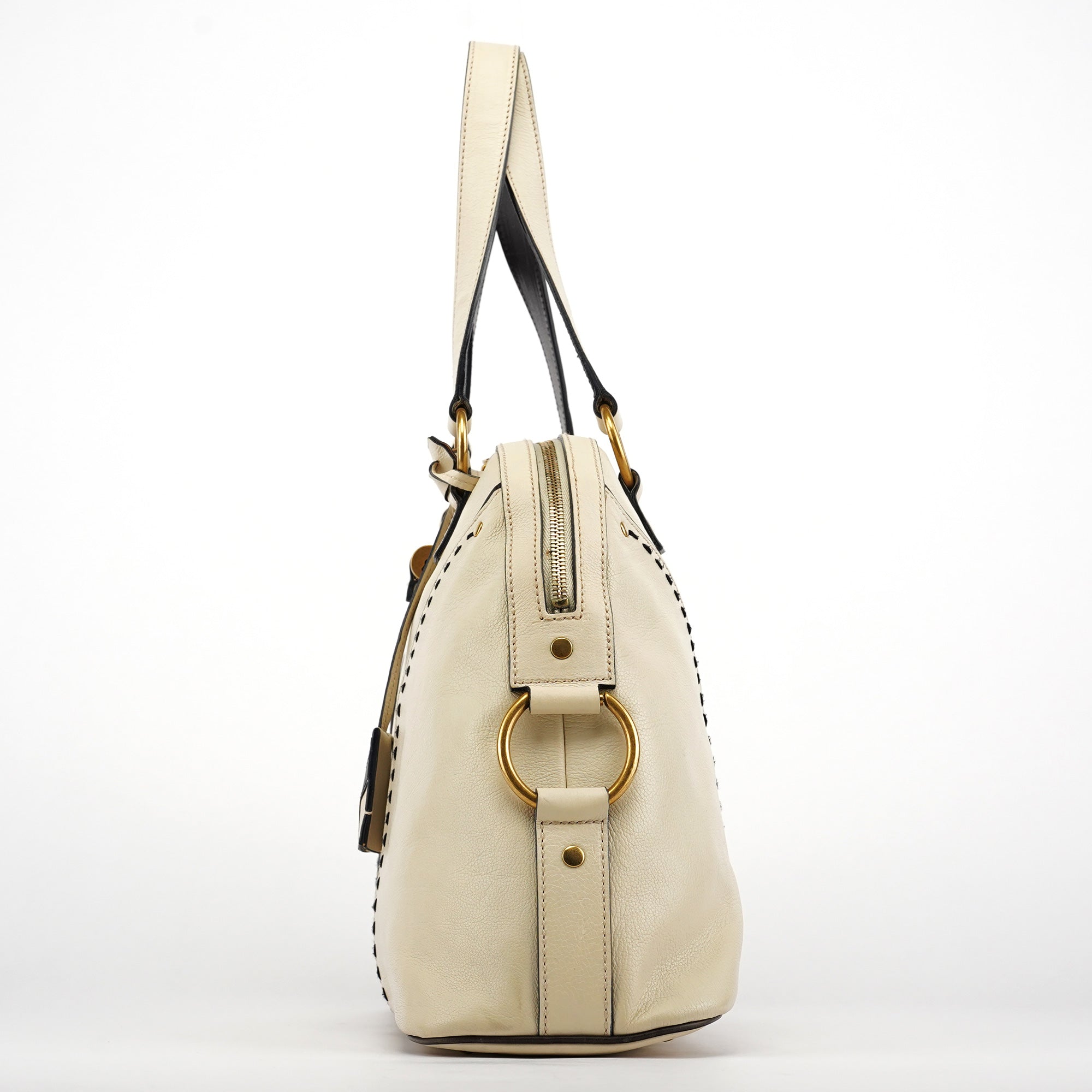 156464 Ivory Leather Muse Tote Bag