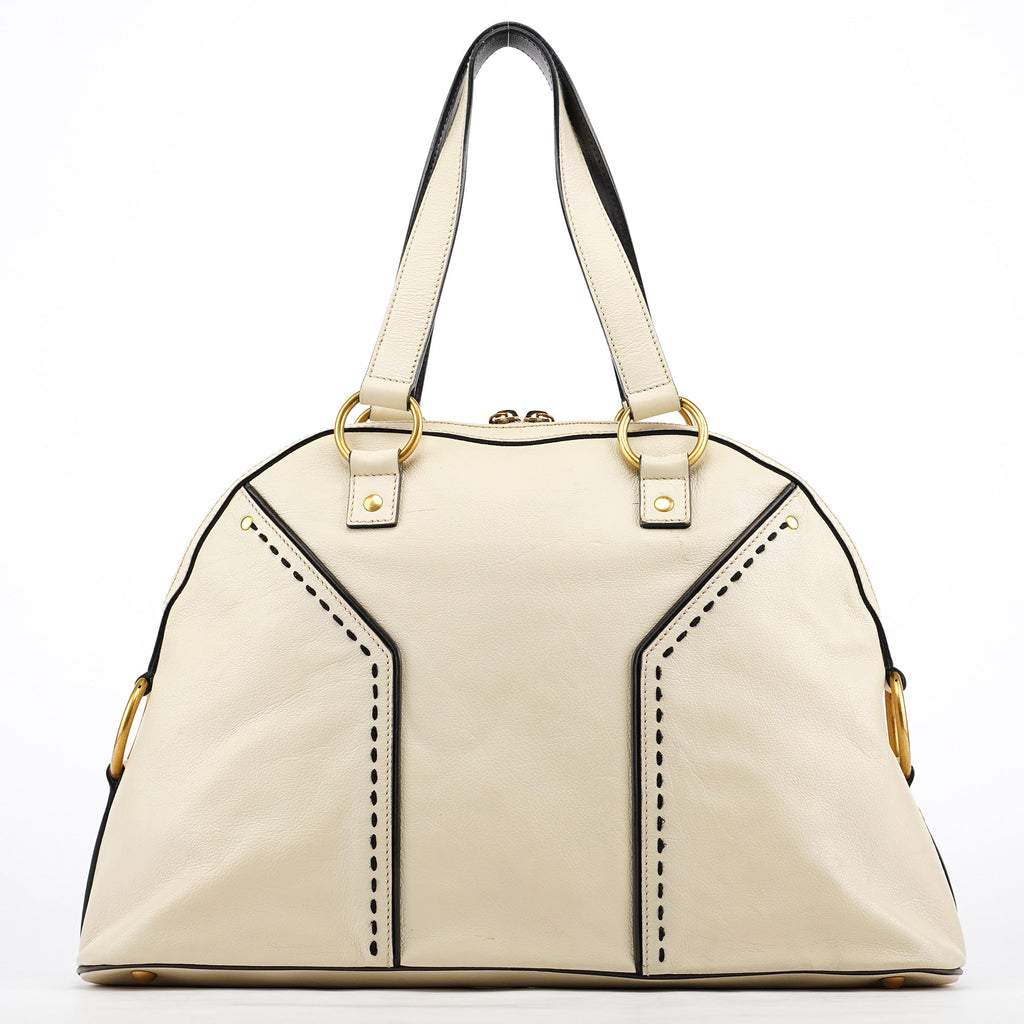156464 Ivory Leather Muse Tote Bag