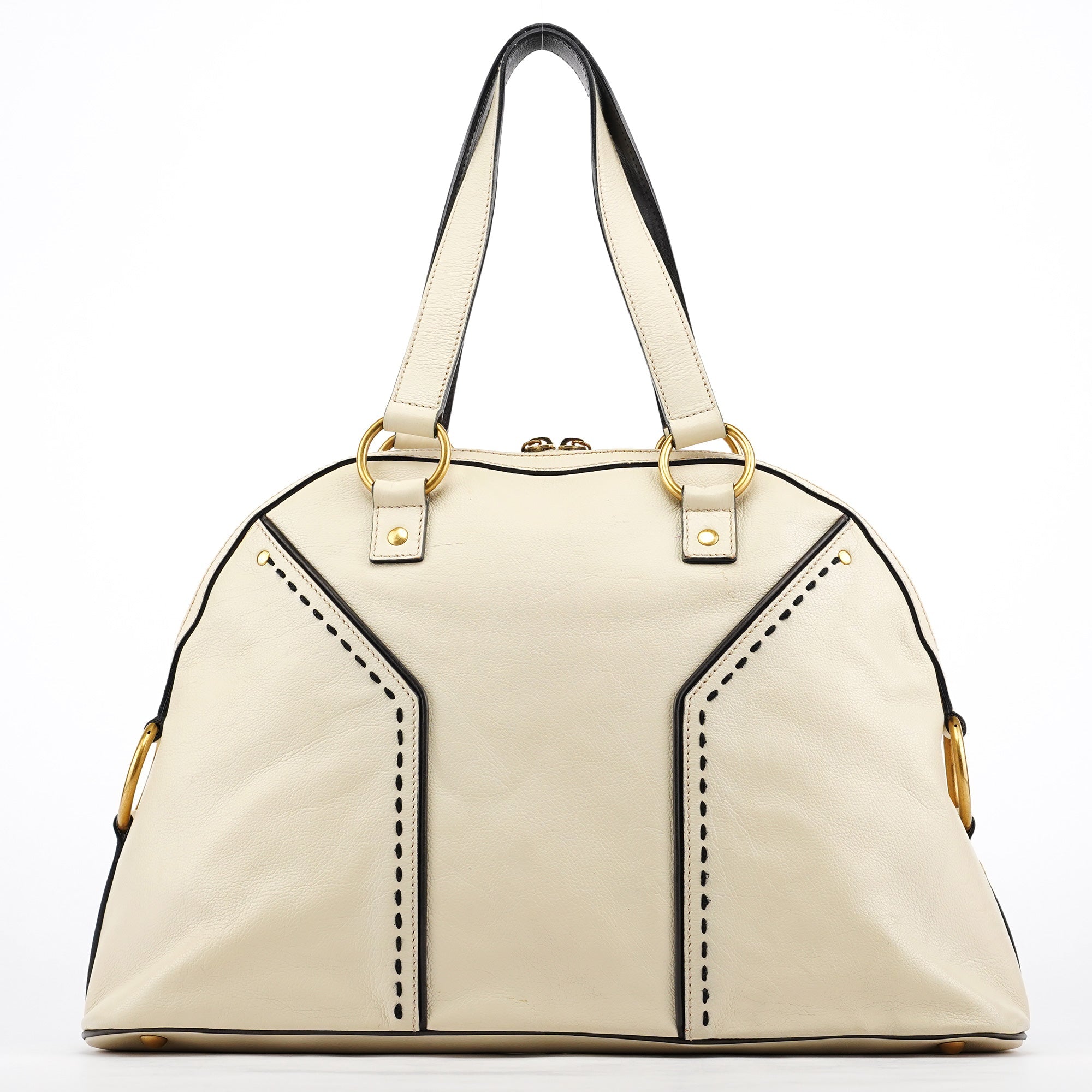 156464 Ivory Leather Muse Tote Bag