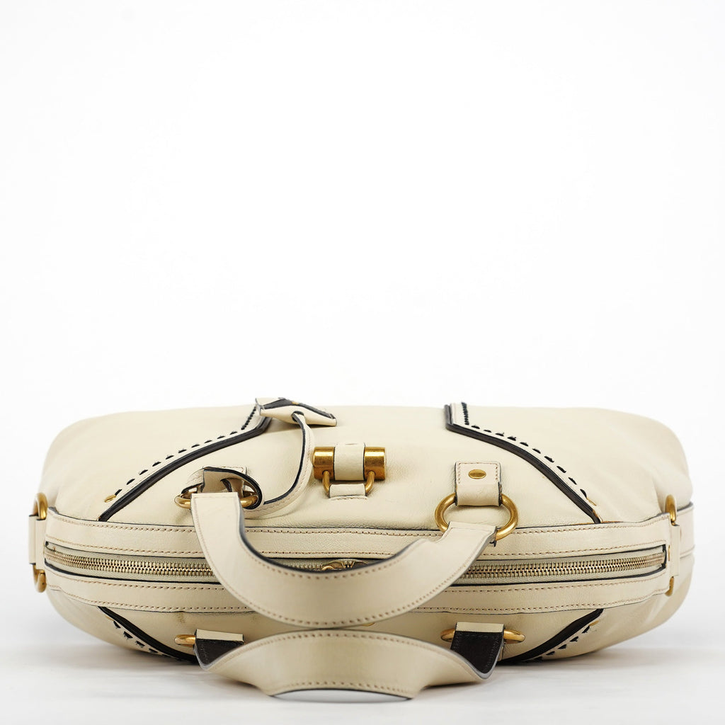 156464 Ivory Leather Muse Tote Bag