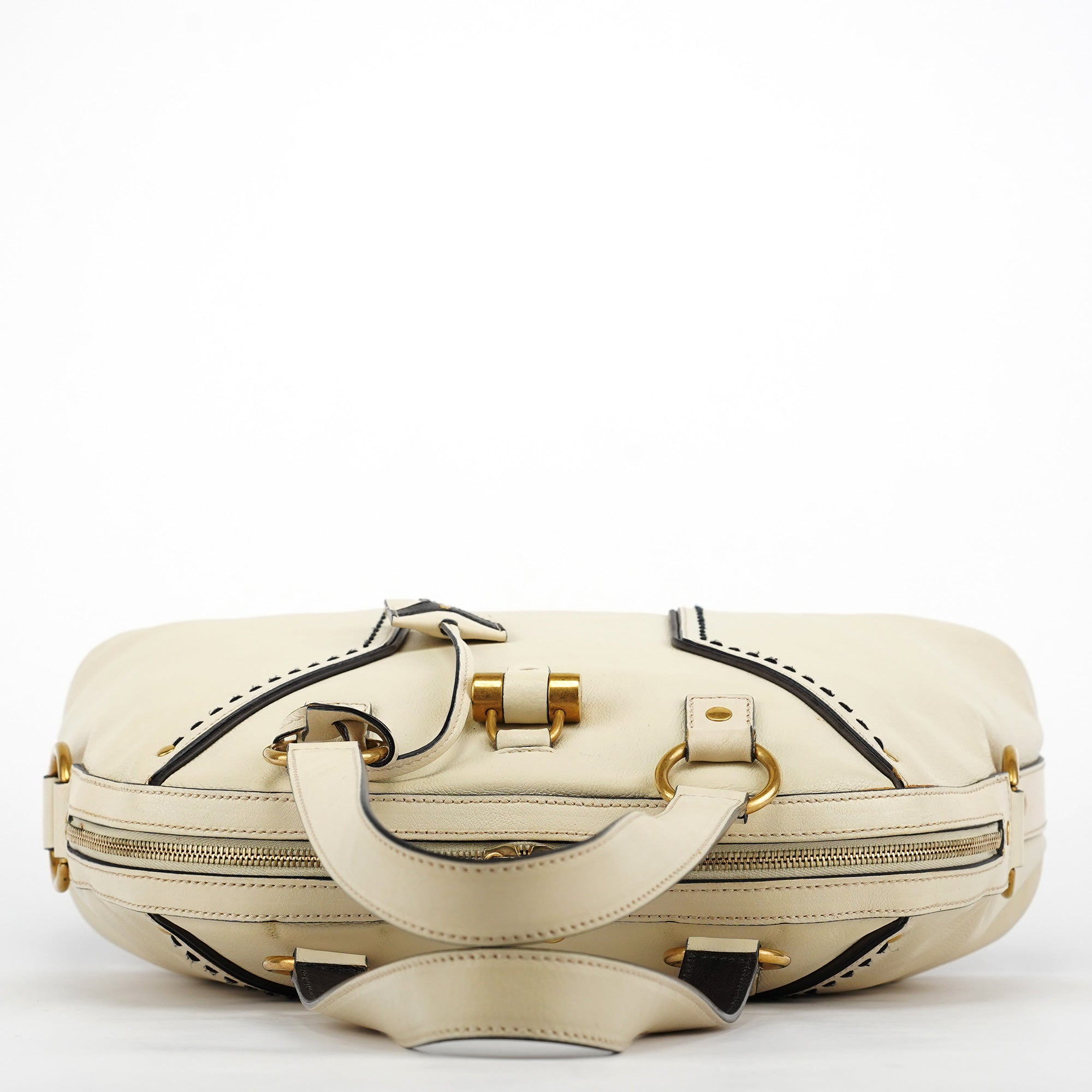 156464 Ivory Leather Muse Tote Bag