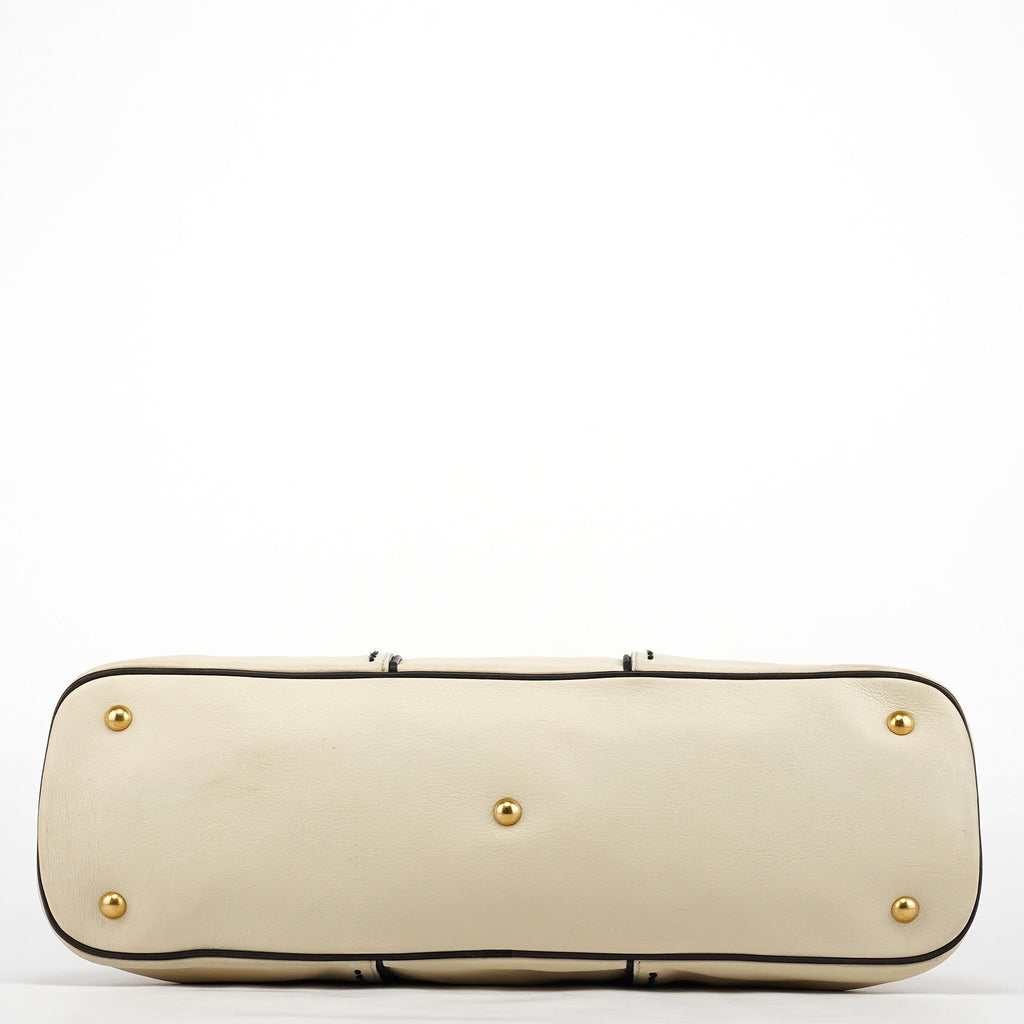 156464 Ivory Leather Muse Tote Bag
