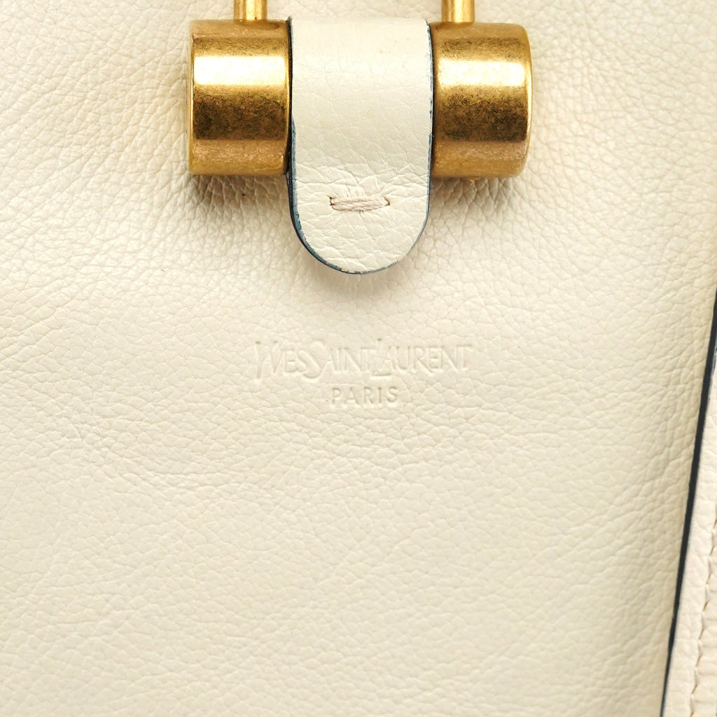 156464 Ivory Leather Muse Tote Bag