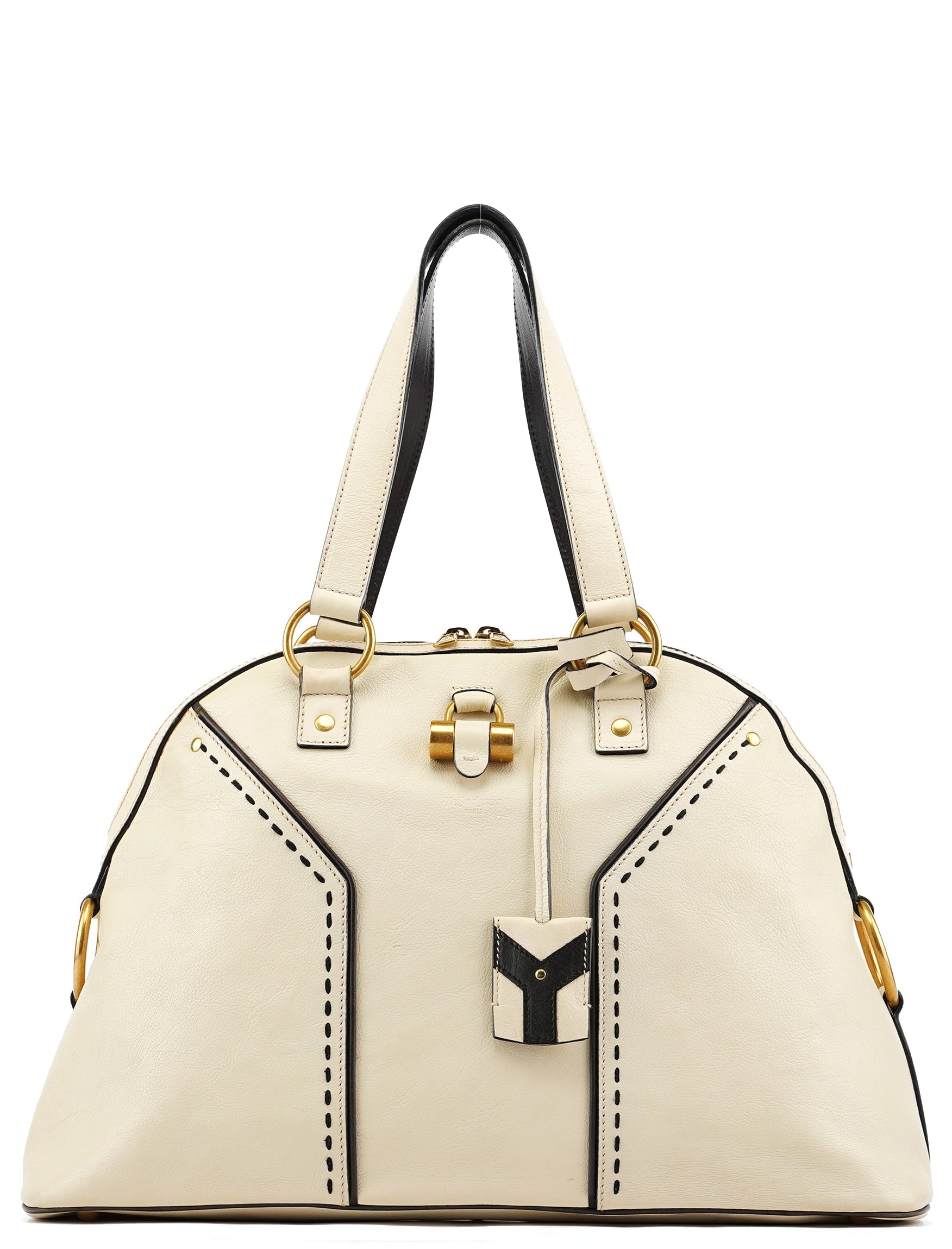 156464 Ivory Leather Muse Tote Bag