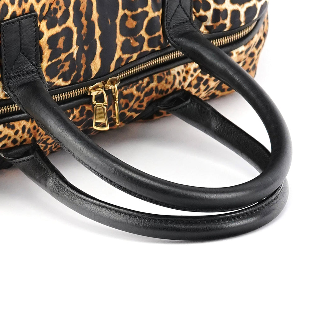 Leopard Nylon Y Boston bag