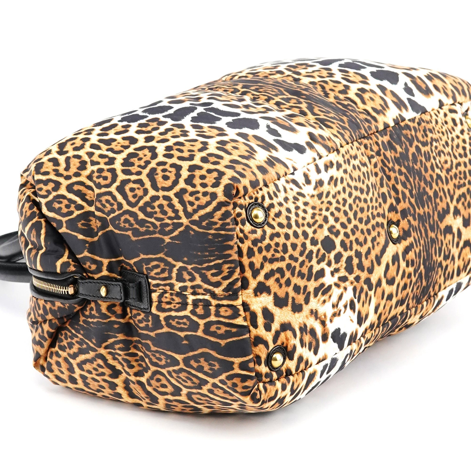 Leopard Nylon Y Boston bag