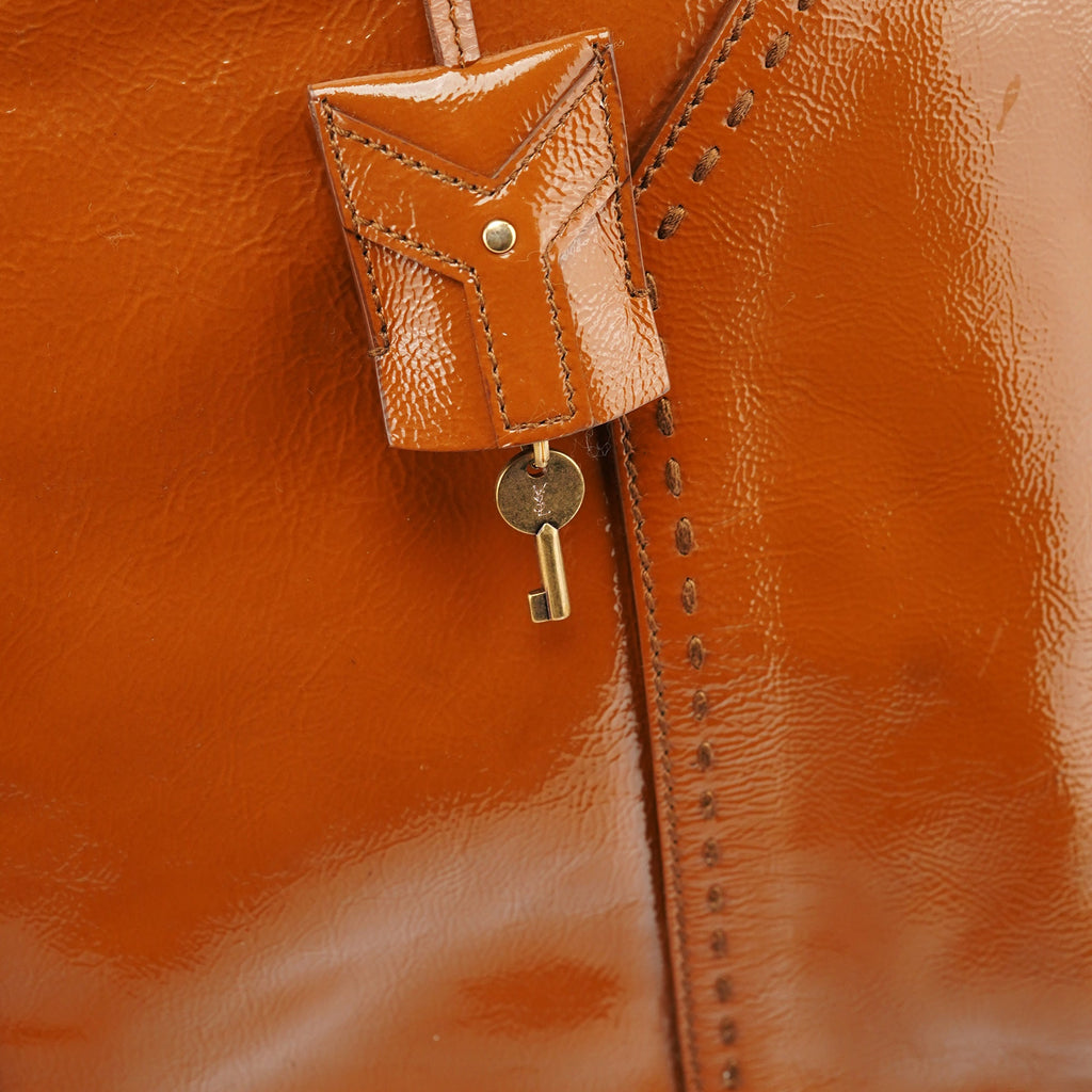 Light Brown Patent Leather Muse Tote Bag
