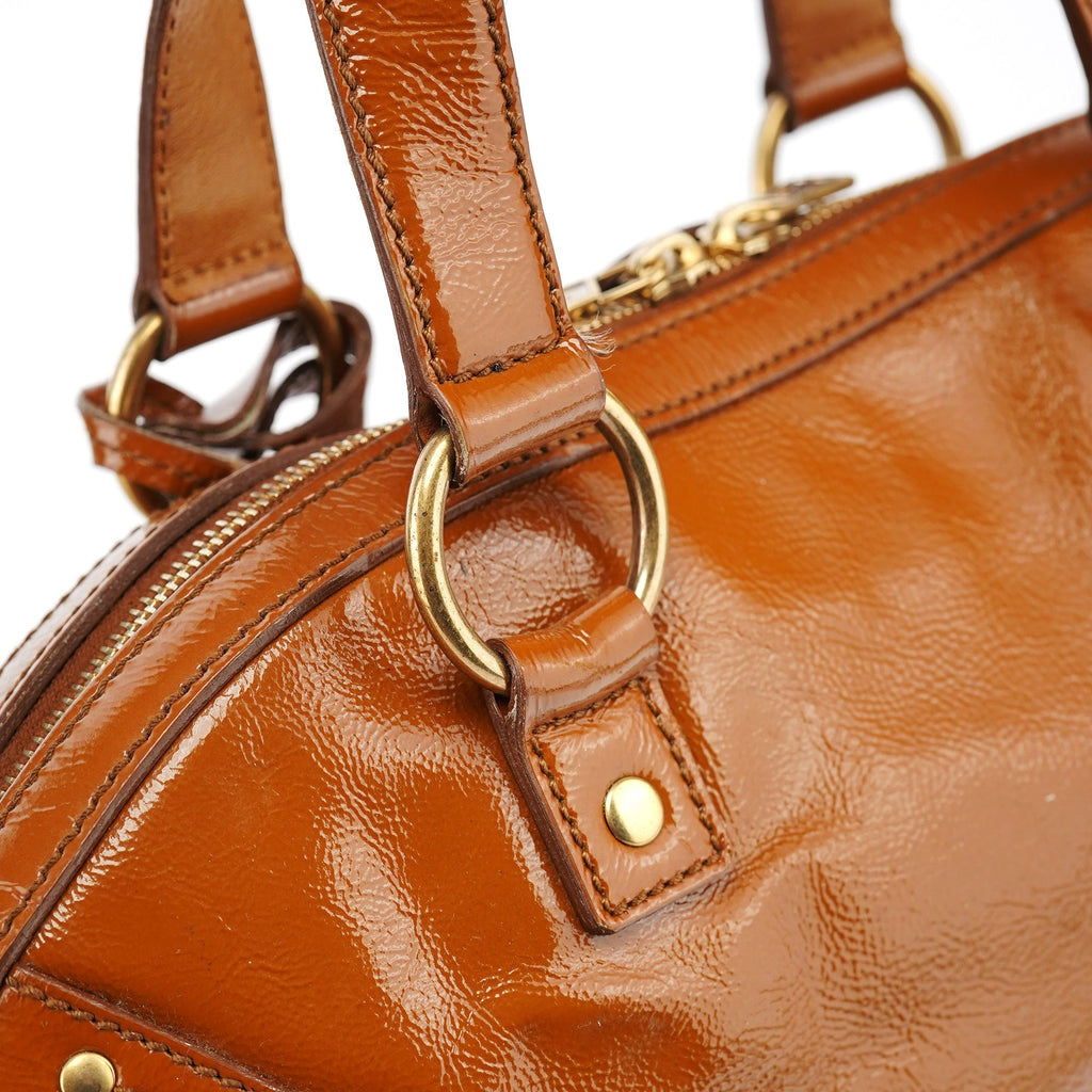 Light Brown Patent Leather Muse Tote Bag