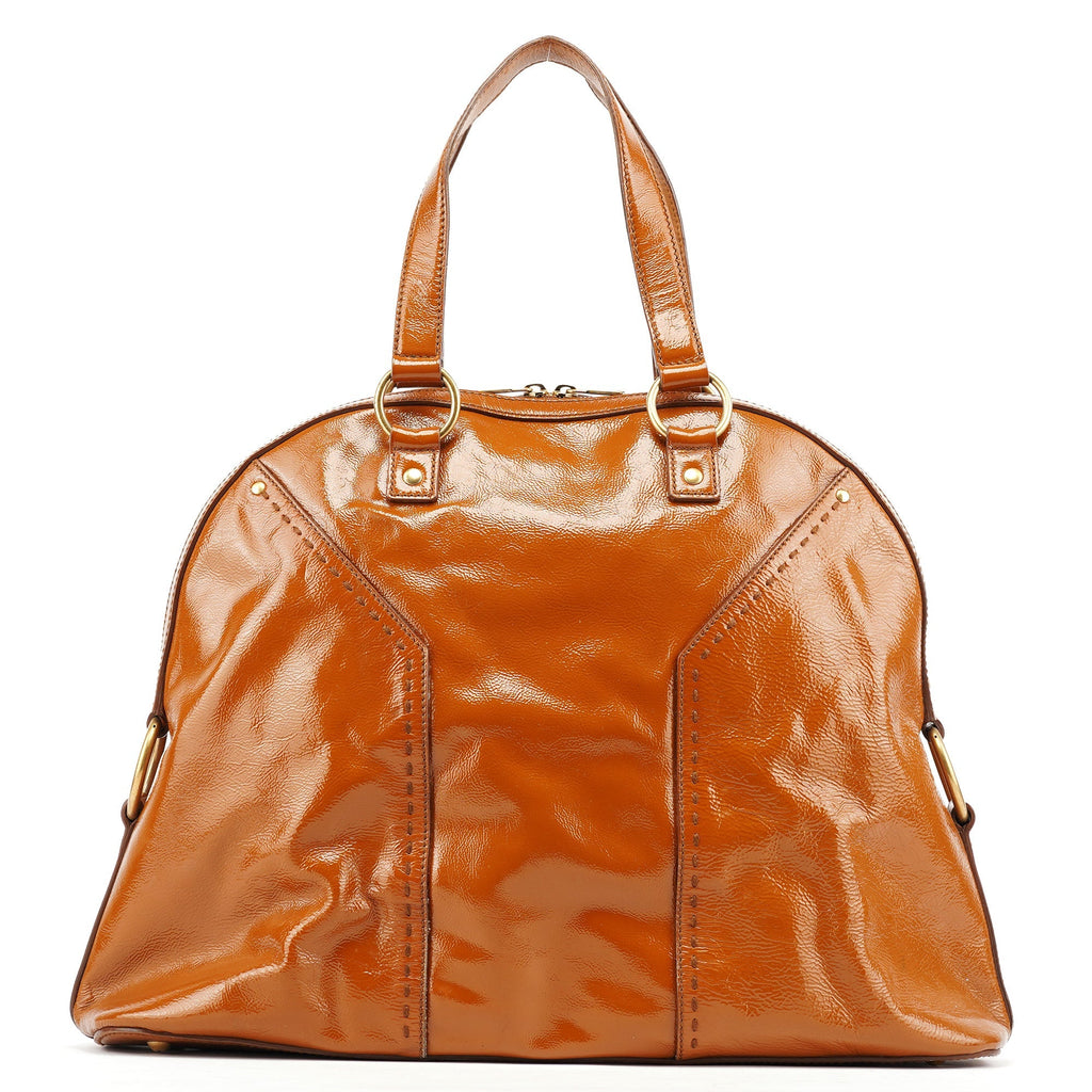 Light Brown Patent Leather Muse Tote Bag