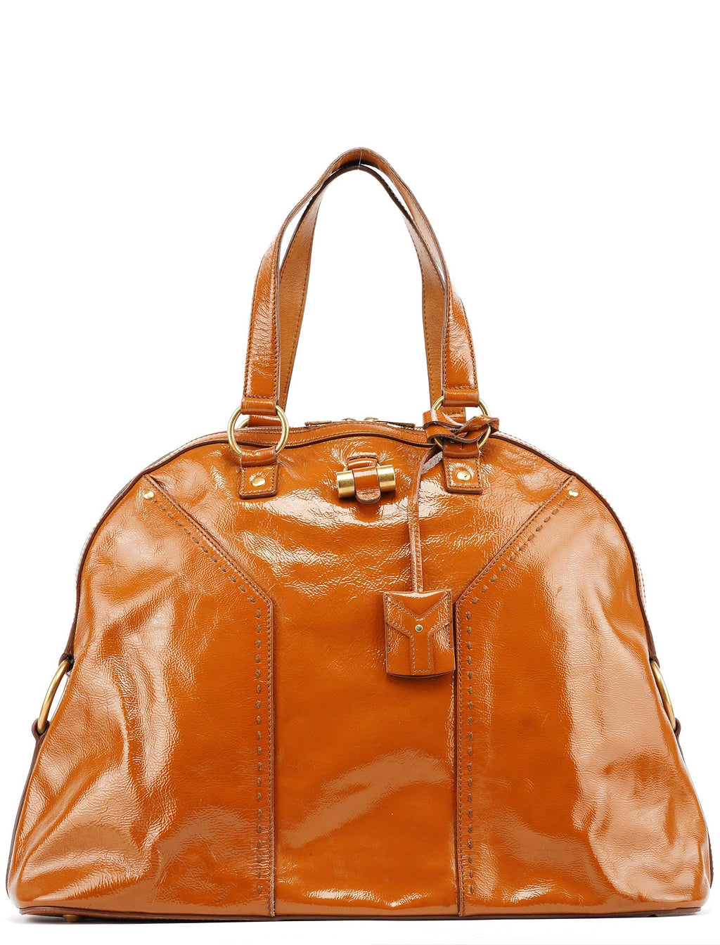 Light Brown Patent Leather Muse Tote Bag