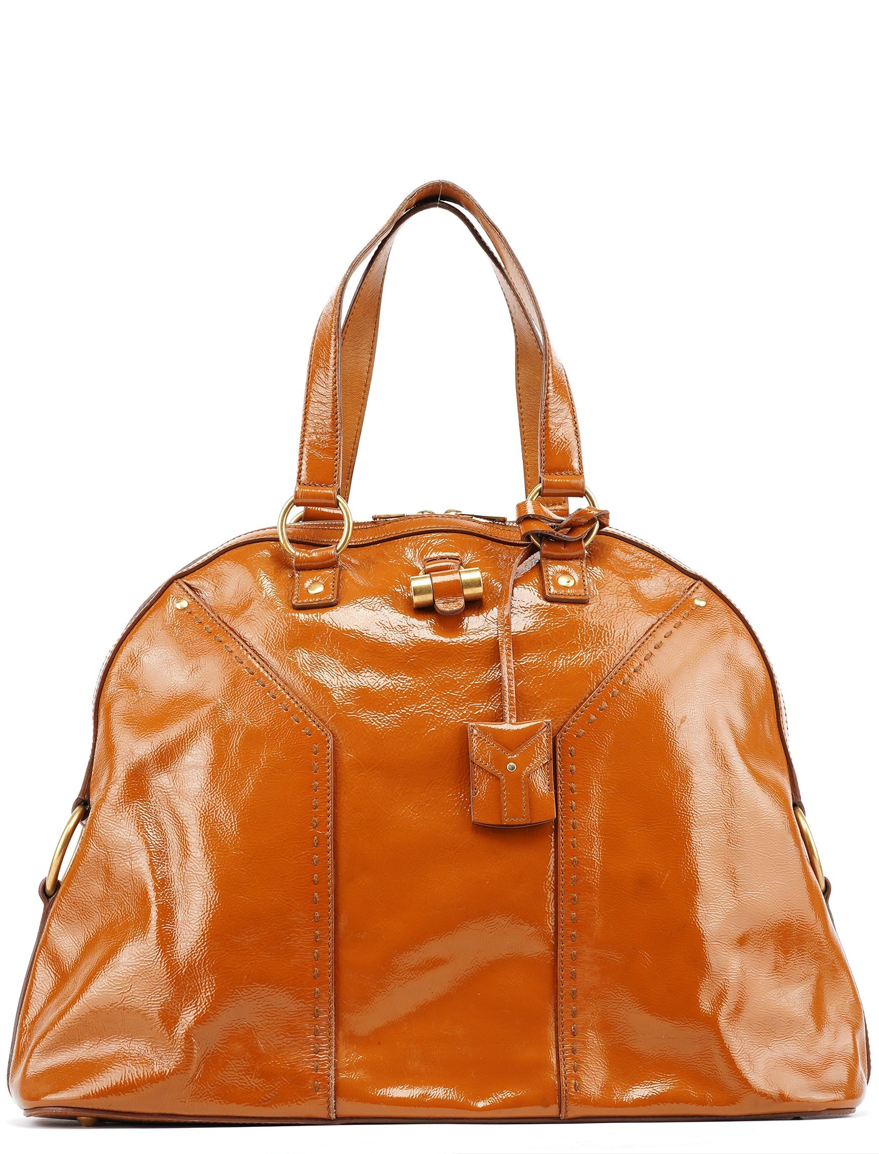 Light Brown Patent Leather Muse Tote Bag