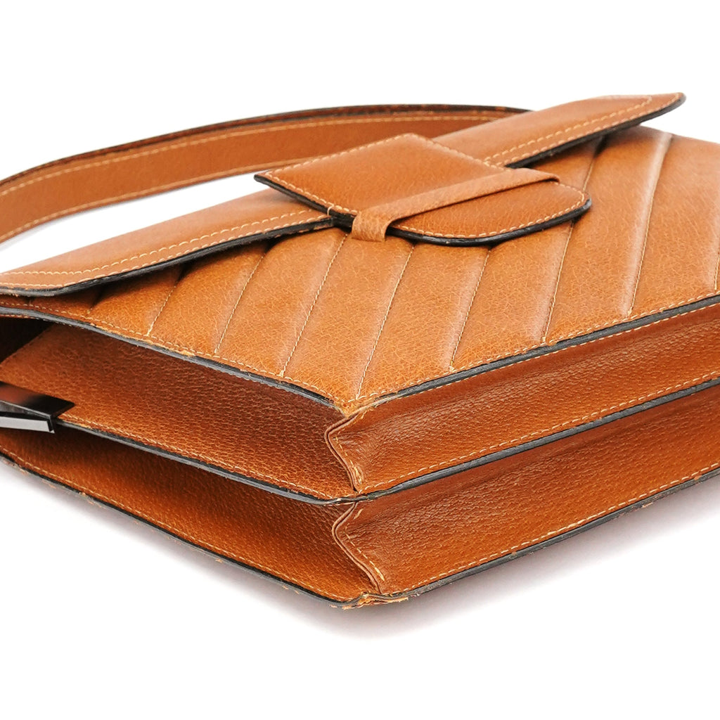 Light Brown Quilted Leather Shoulder Bag