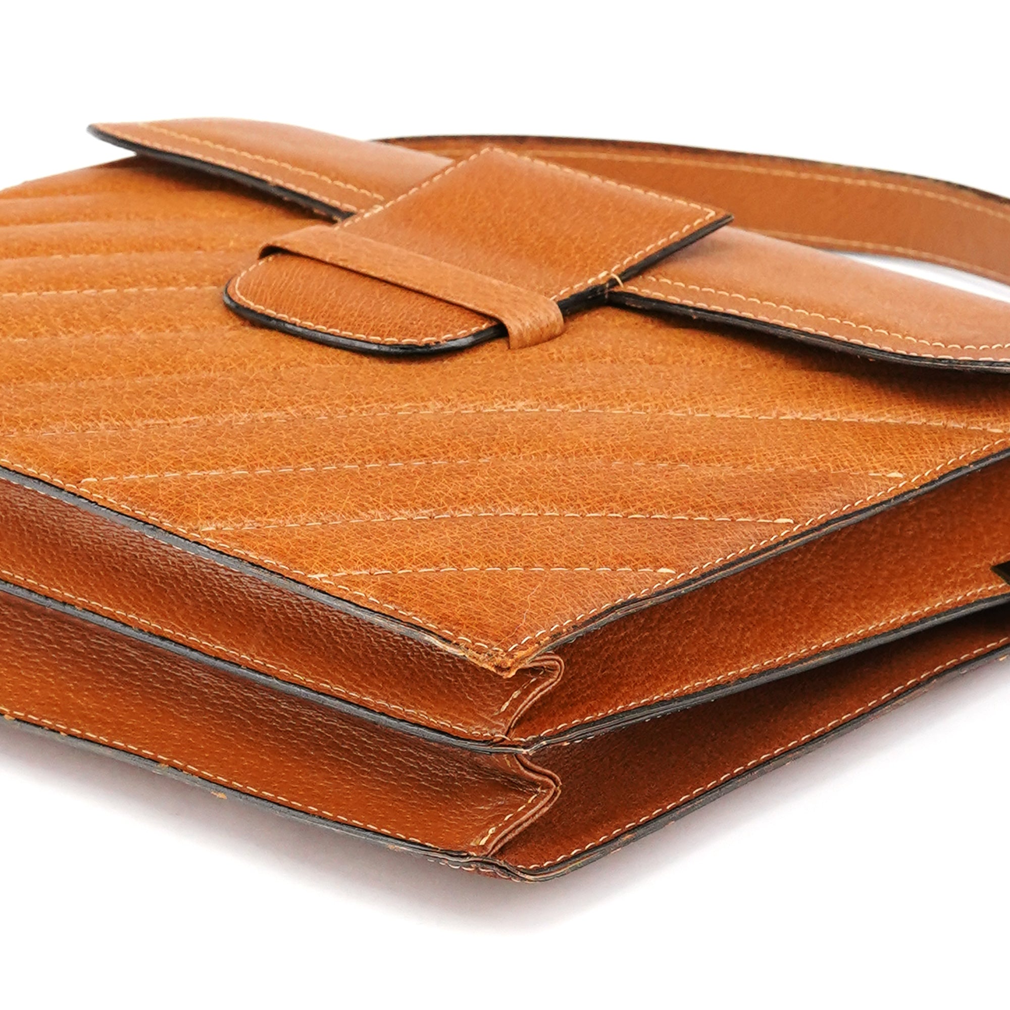 Light Brown Quilted Leather Shoulder Bag