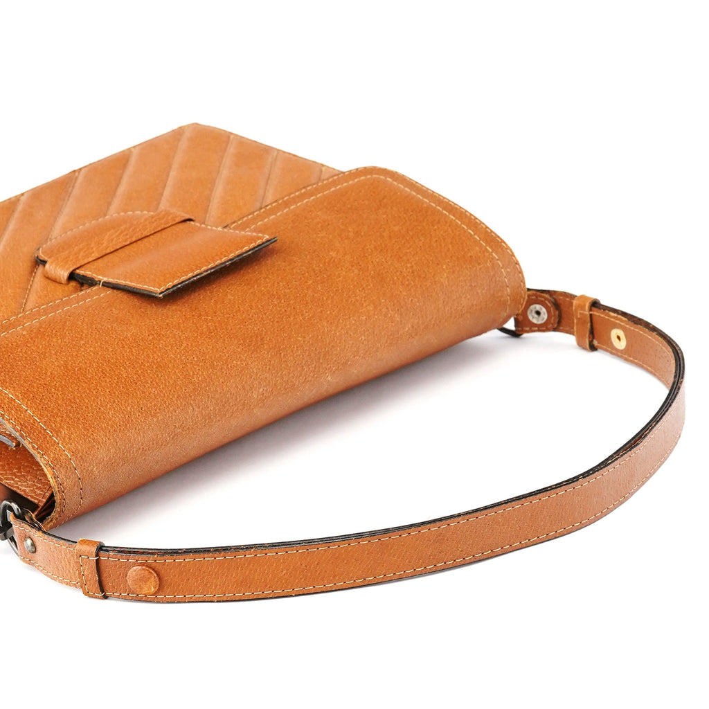 Light Brown Quilted Leather Shoulder Bag