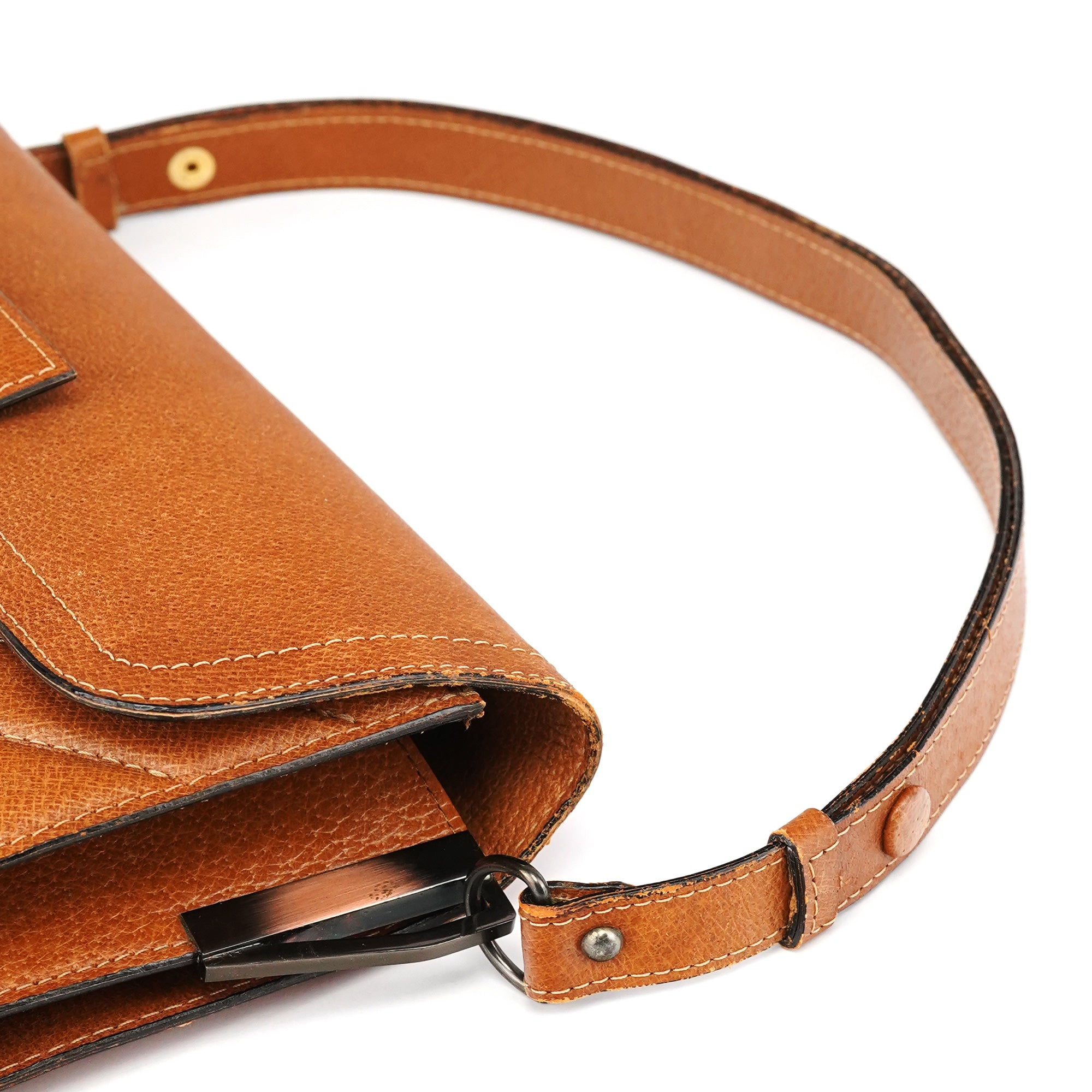 Light Brown Quilted Leather Shoulder Bag