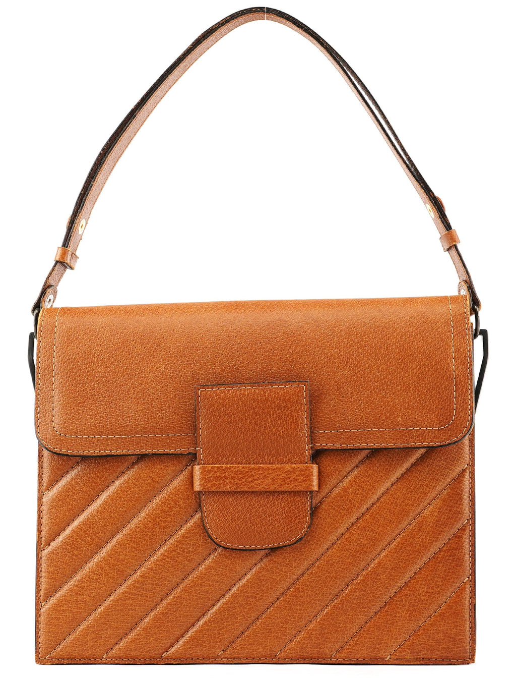 Light Brown Quilted Leather Shoulder Bag