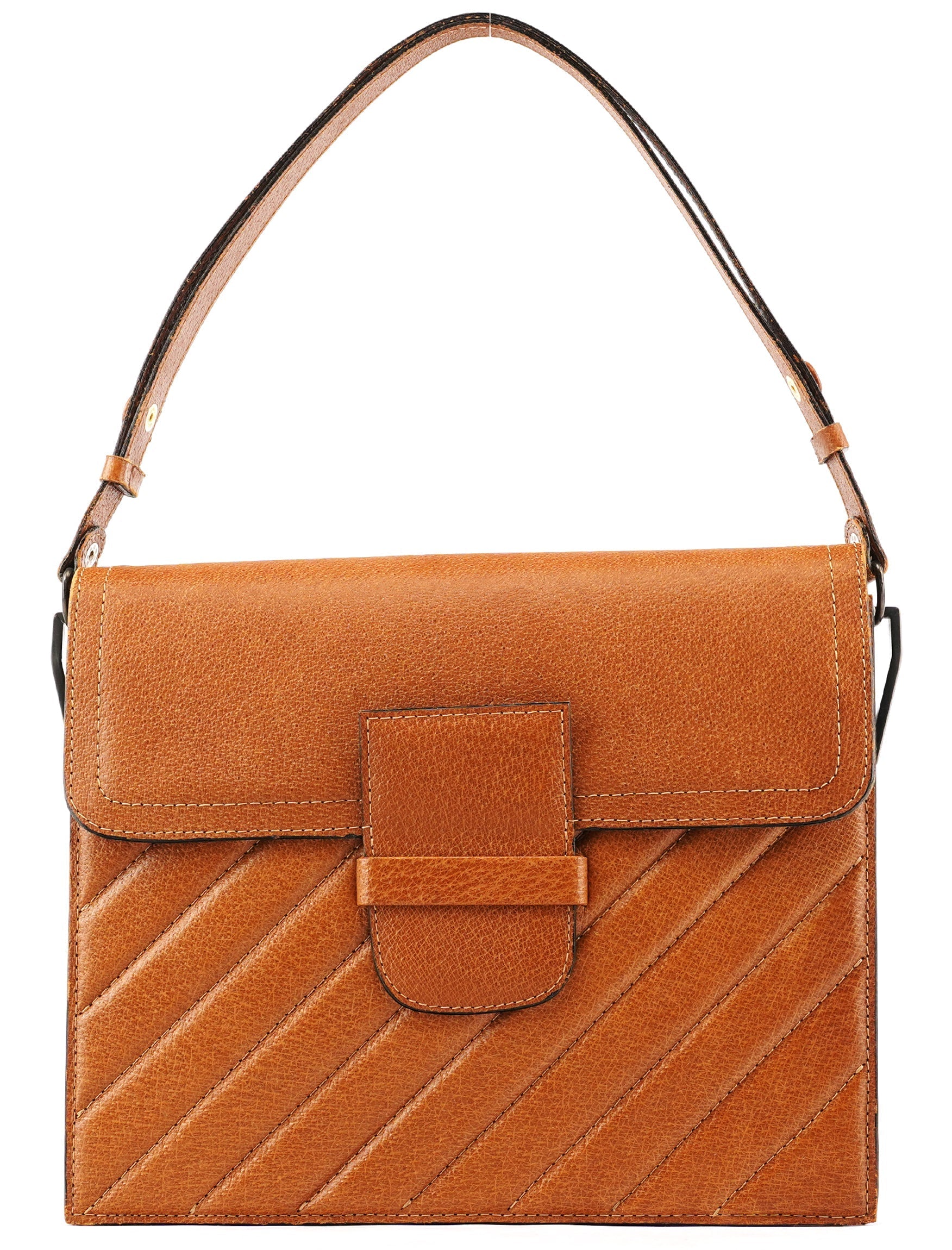 Light Brown Quilted Leather Shoulder Bag