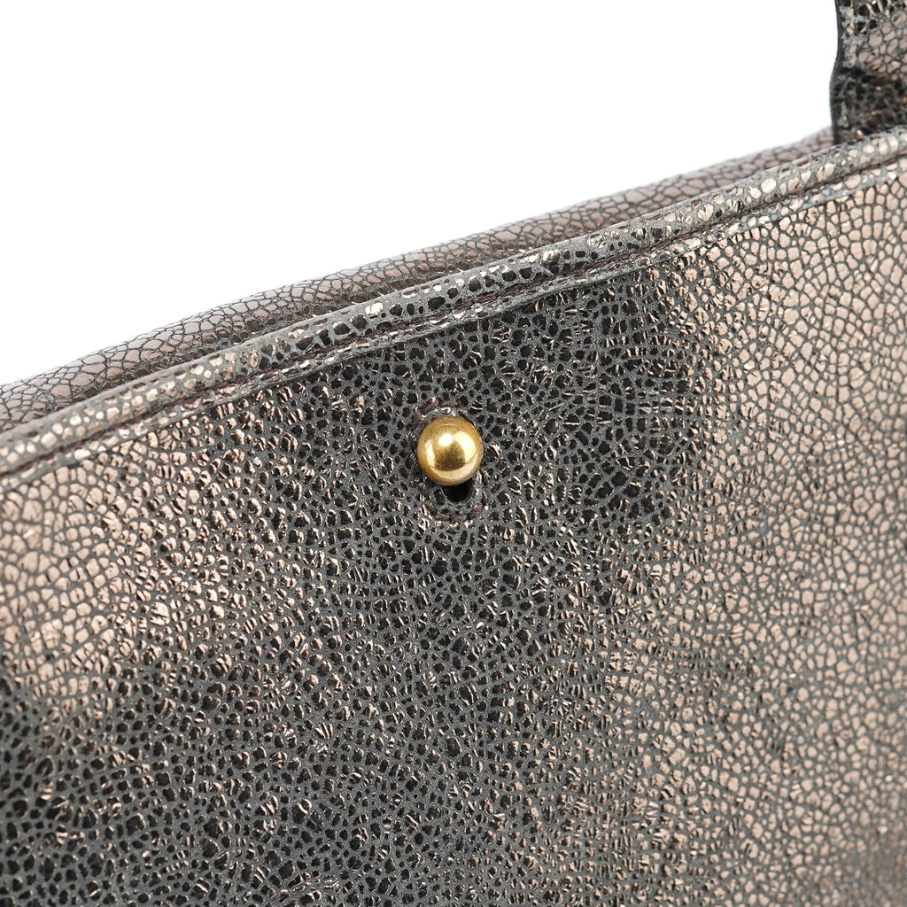 Metallic Crackled Leather Muse Crossbody Bag