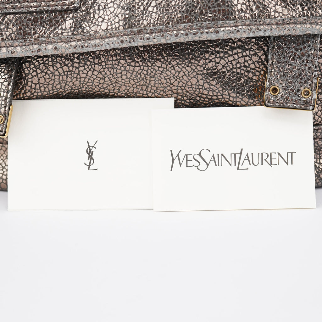 Metallic Crackled Leather Muse Crossbody Bag