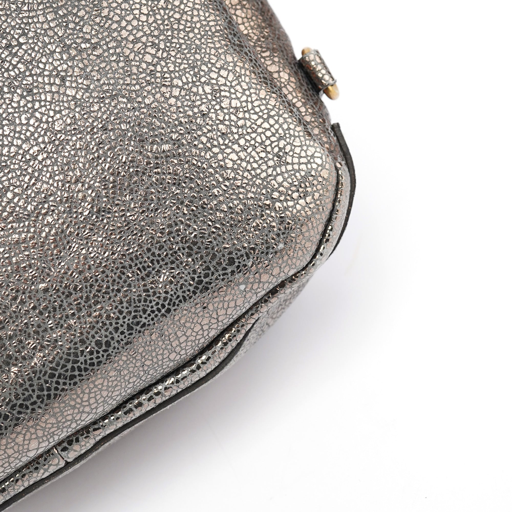 Metallic Crackled Leather Muse Crossbody Bag
