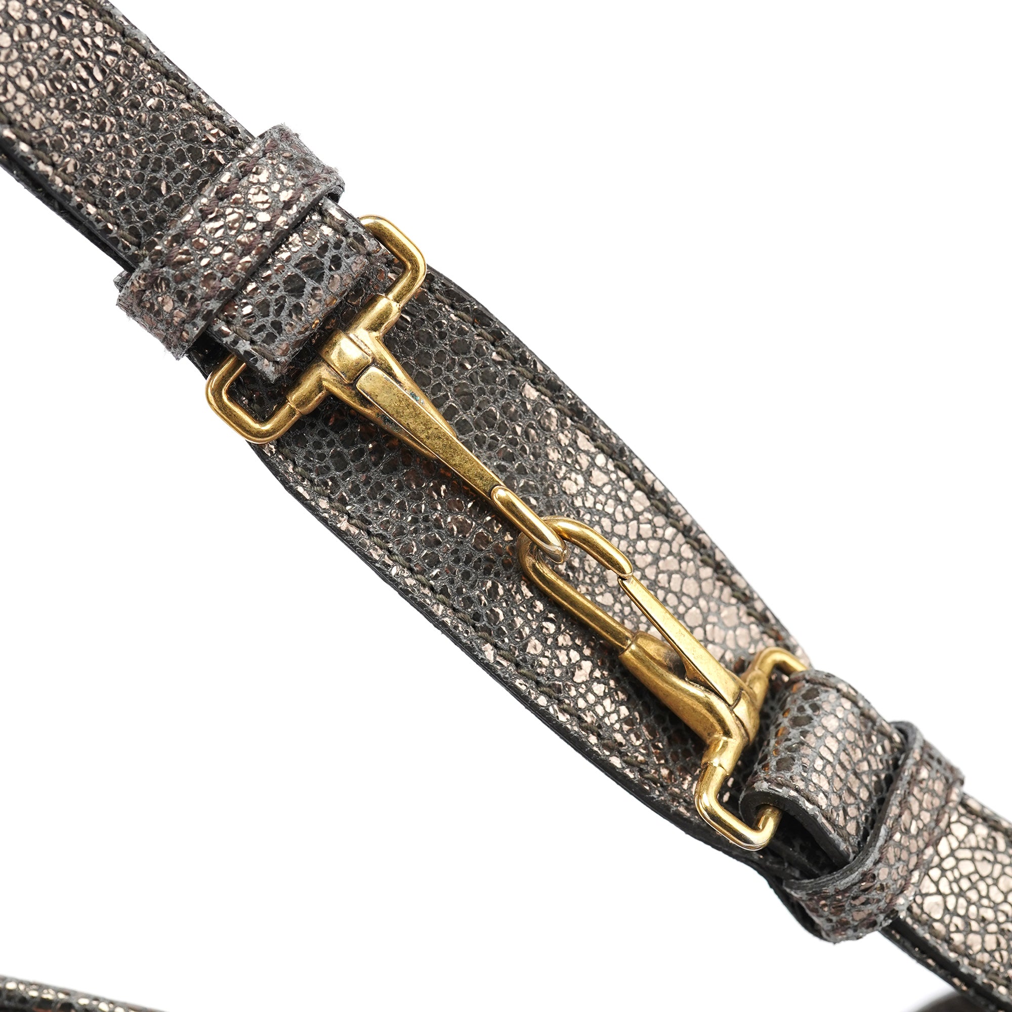 Metallic Crackled Leather Muse Crossbody Bag