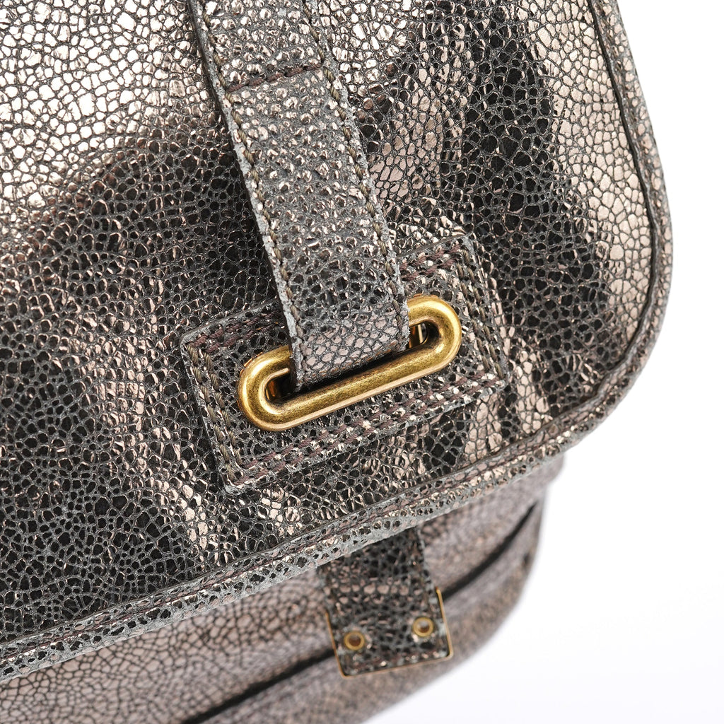 Metallic Crackled Leather Muse Crossbody Bag