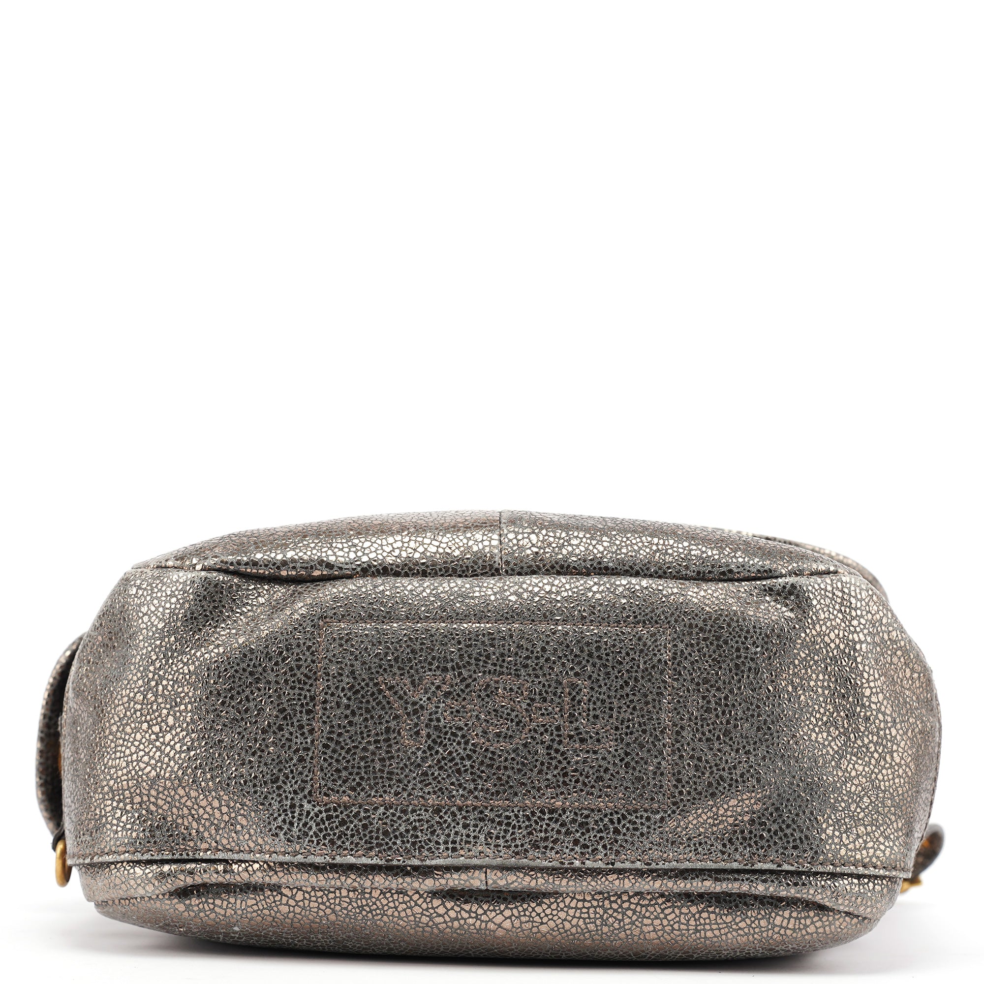 Metallic Crackled Leather Muse Crossbody Bag