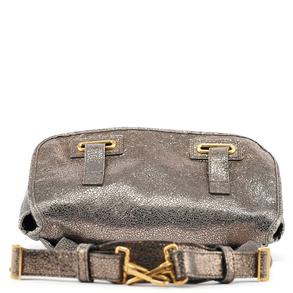 Metallic Crackled Leather Muse Crossbody Bag