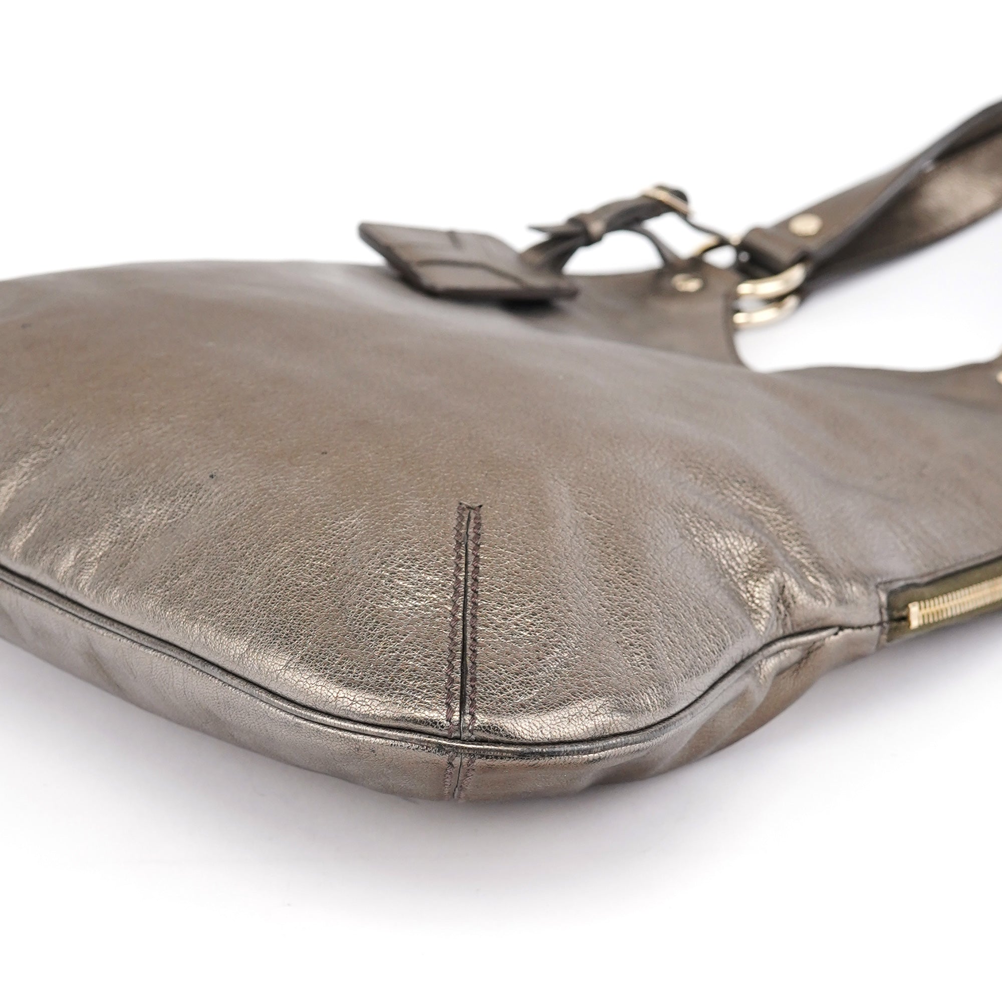 Metallic Leather Metropolis Shoulder Bag