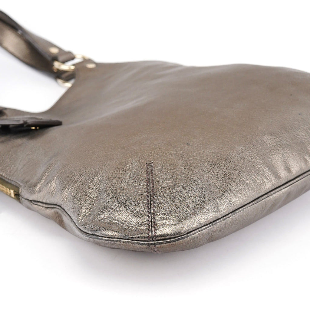Metallic Leather Metropolis Shoulder Bag