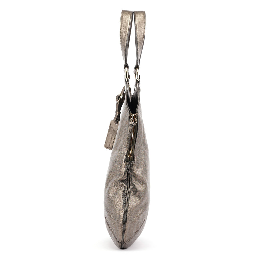 Metallic Leather Metropolis Shoulder Bag