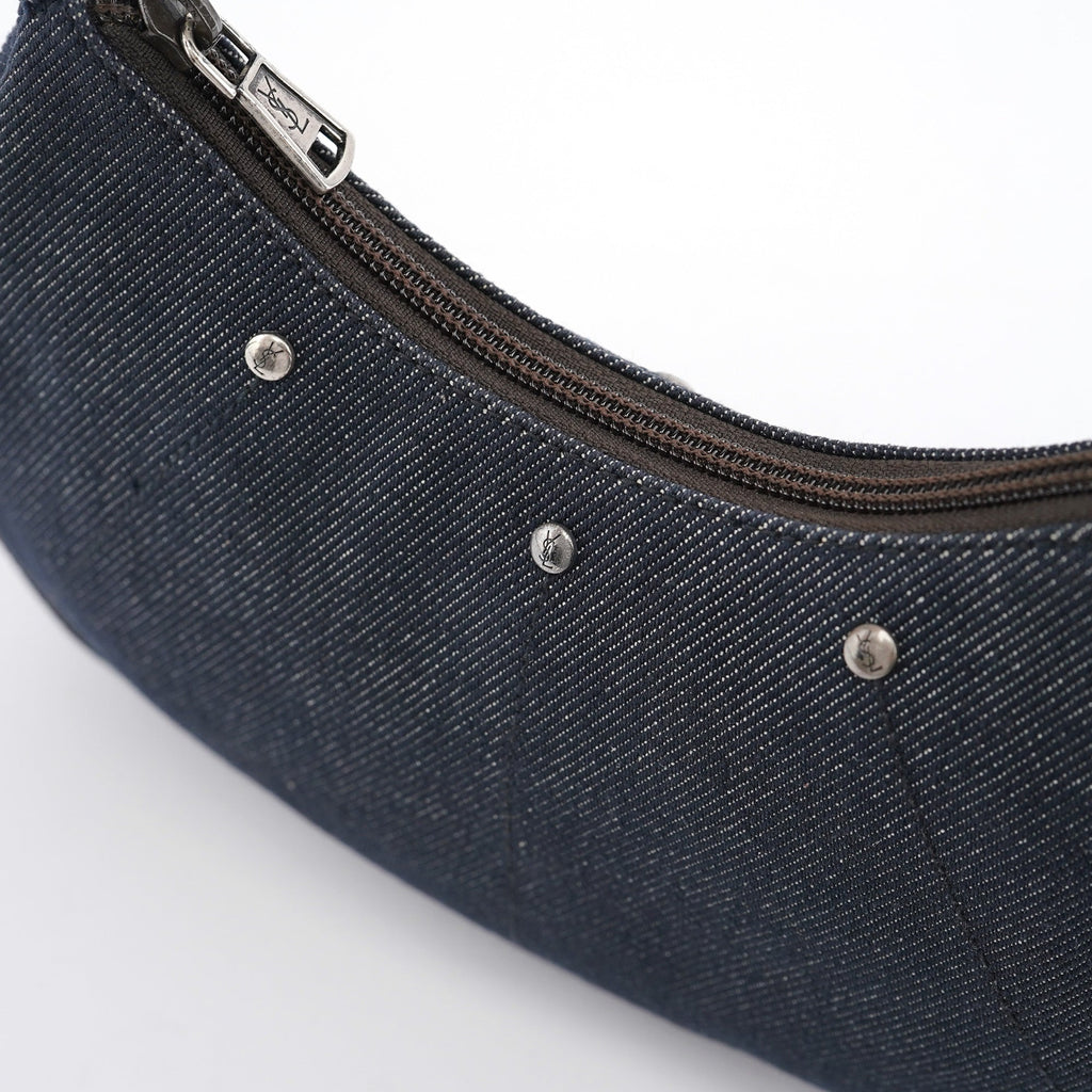 Navy Denim Mini Hobo Bag